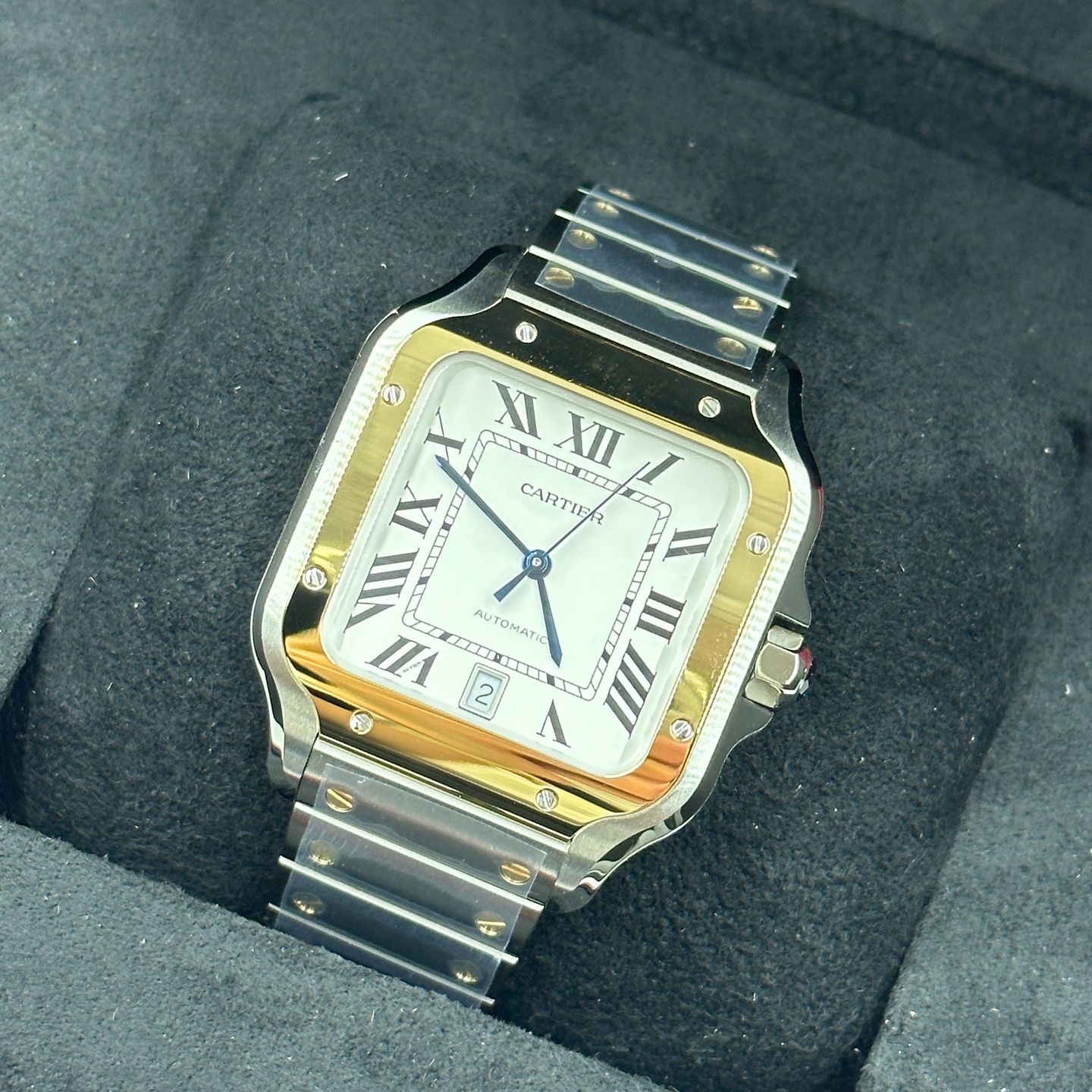 Cartier Santos W2SA0009 (2023) - Zilver wijzerplaat 40mm Goud/Staal (4/8)