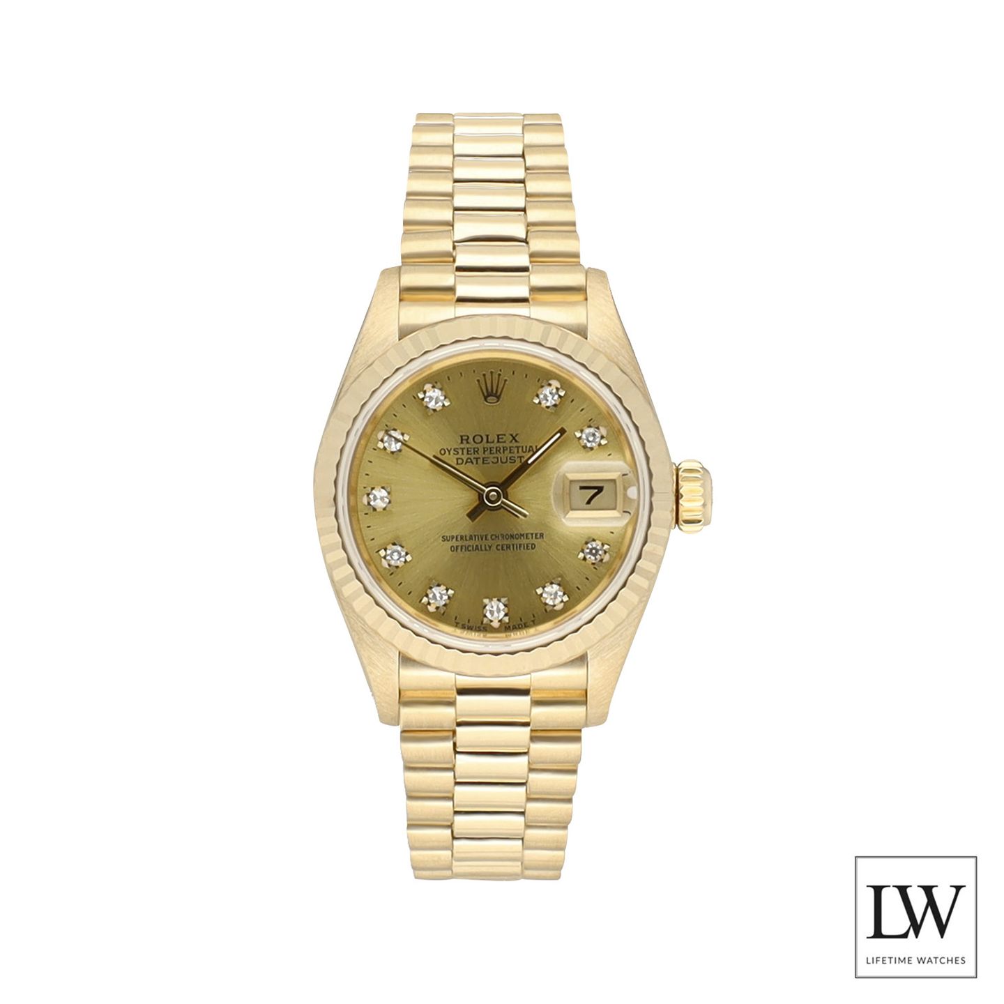 Rolex Lady-Datejust 69178 (1986) - Champagne dial 26 mm Yellow Gold case (6/8)
