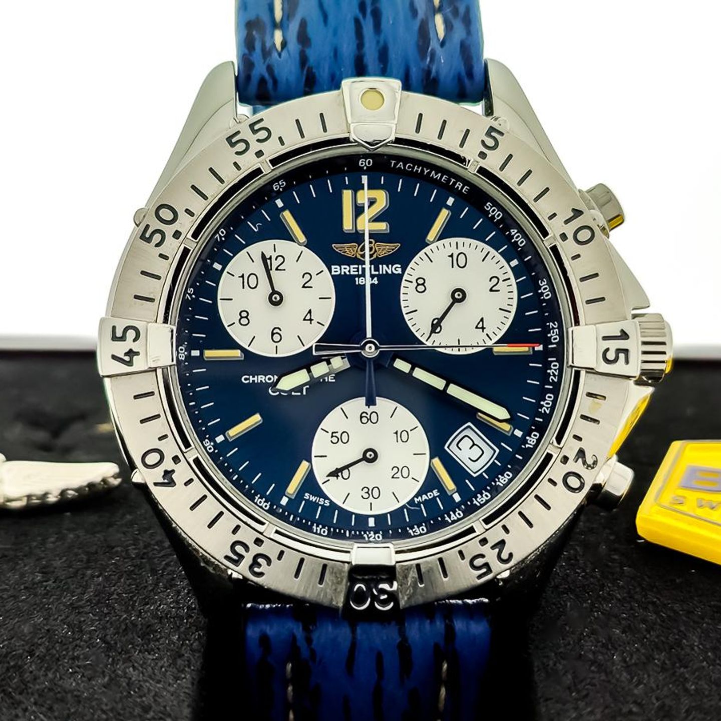 Breitling Colt Chronograph A53035 (Unknown (random serial)) - Blue dial 38 mm Steel case (1/8)