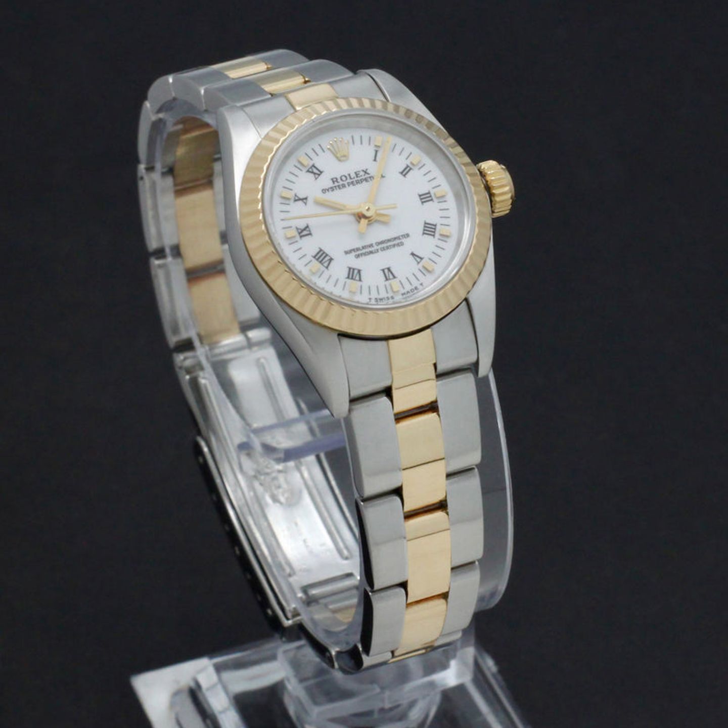 Rolex Oyster Perpetual 67193 (1995) - Wit wijzerplaat 26mm Goud/Staal (4/7)