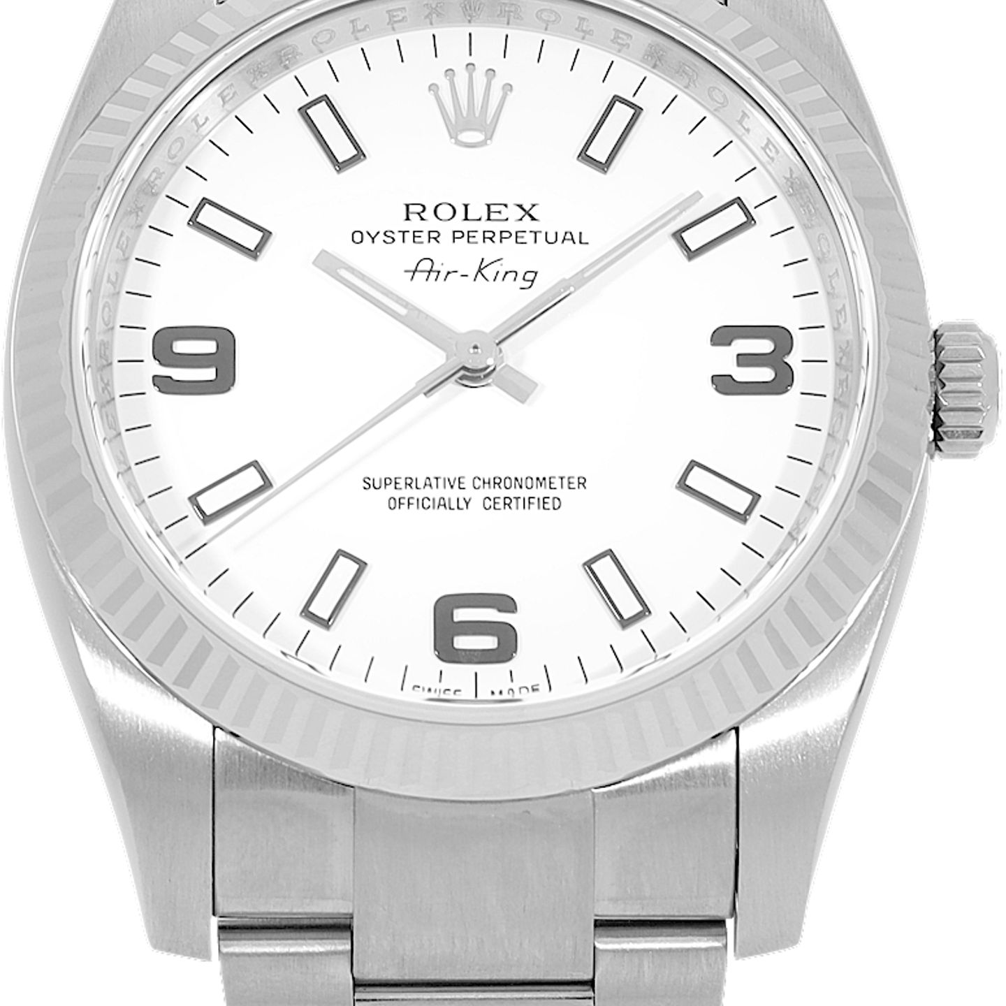 Rolex Air-King 114234 (2010) - Wit wijzerplaat 34mm Staal (2/5)
