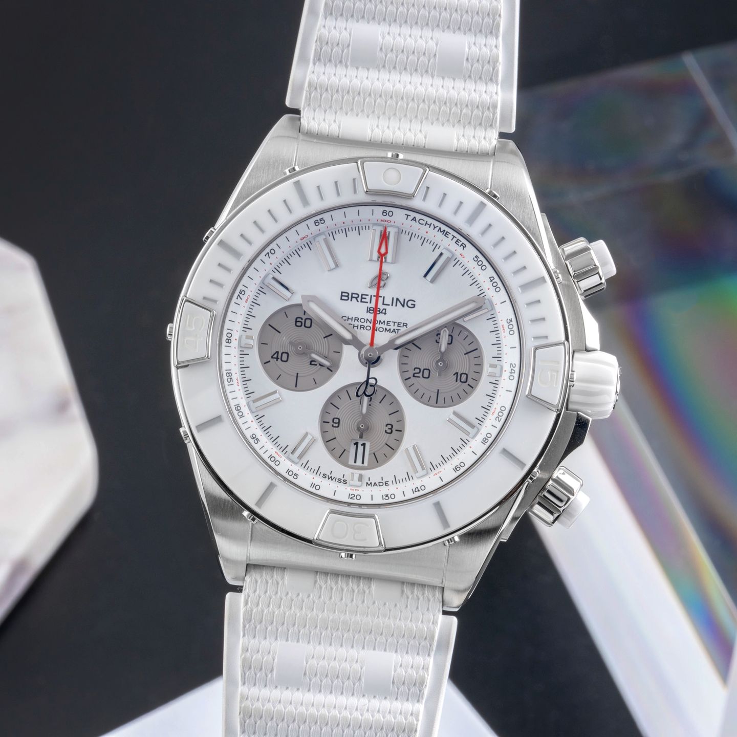 Breitling Chronomat AB0136A71A1S1 (Onbekend (willekeurig serienummer)) - Wit wijzerplaat 44mm Staal (3/8)