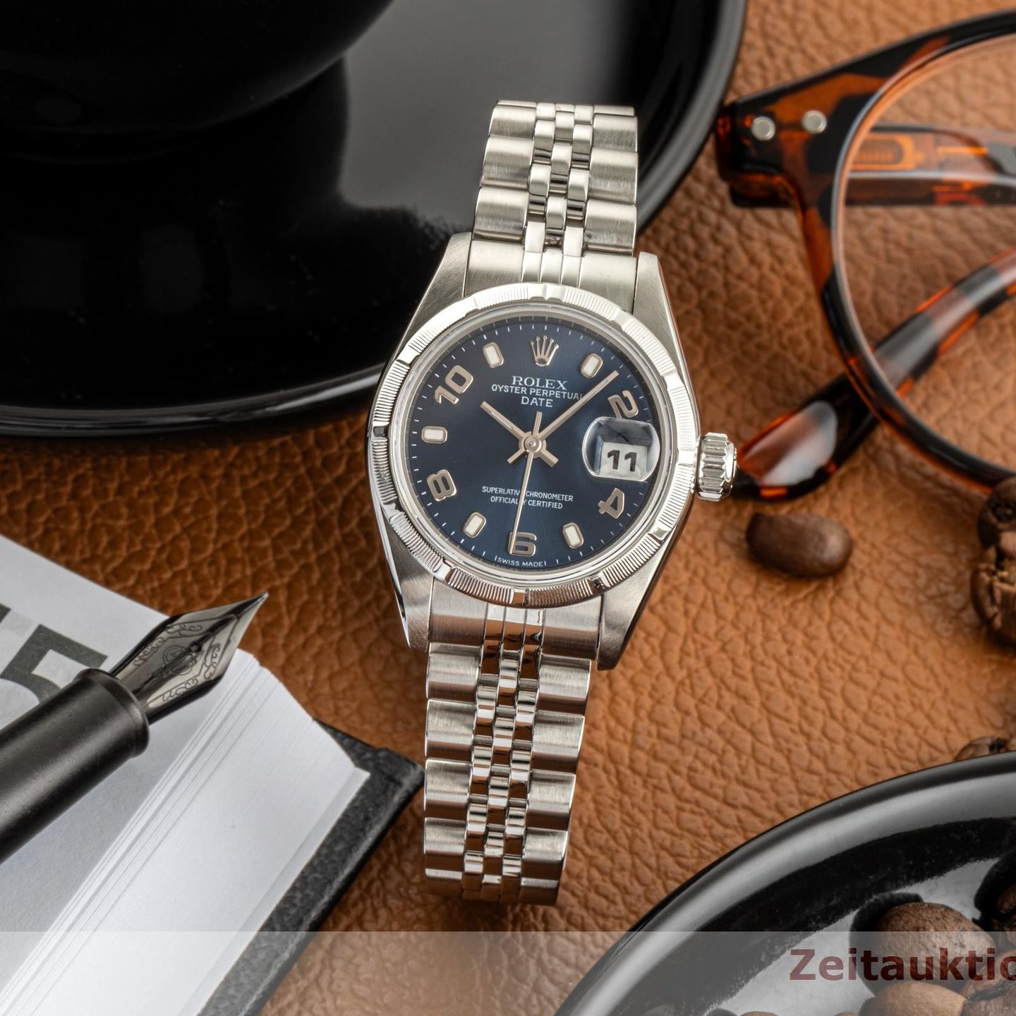 Rolex Oyster Perpetual Lady Date 79190 (2003) - Blauw wijzerplaat 26mm Staal (1/8)