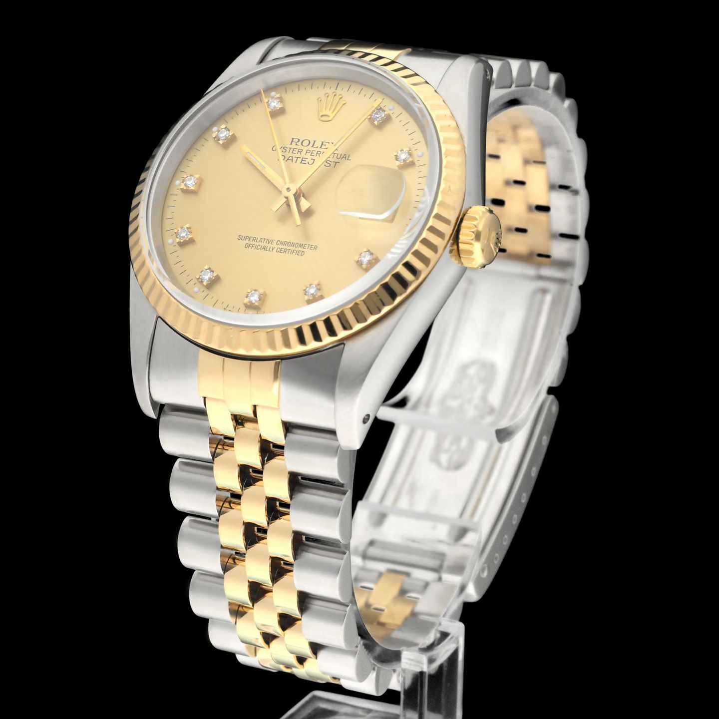 Rolex Datejust 36 16233G (1991) - Champagne dial 36 mm Gold/Steel case (4/8)