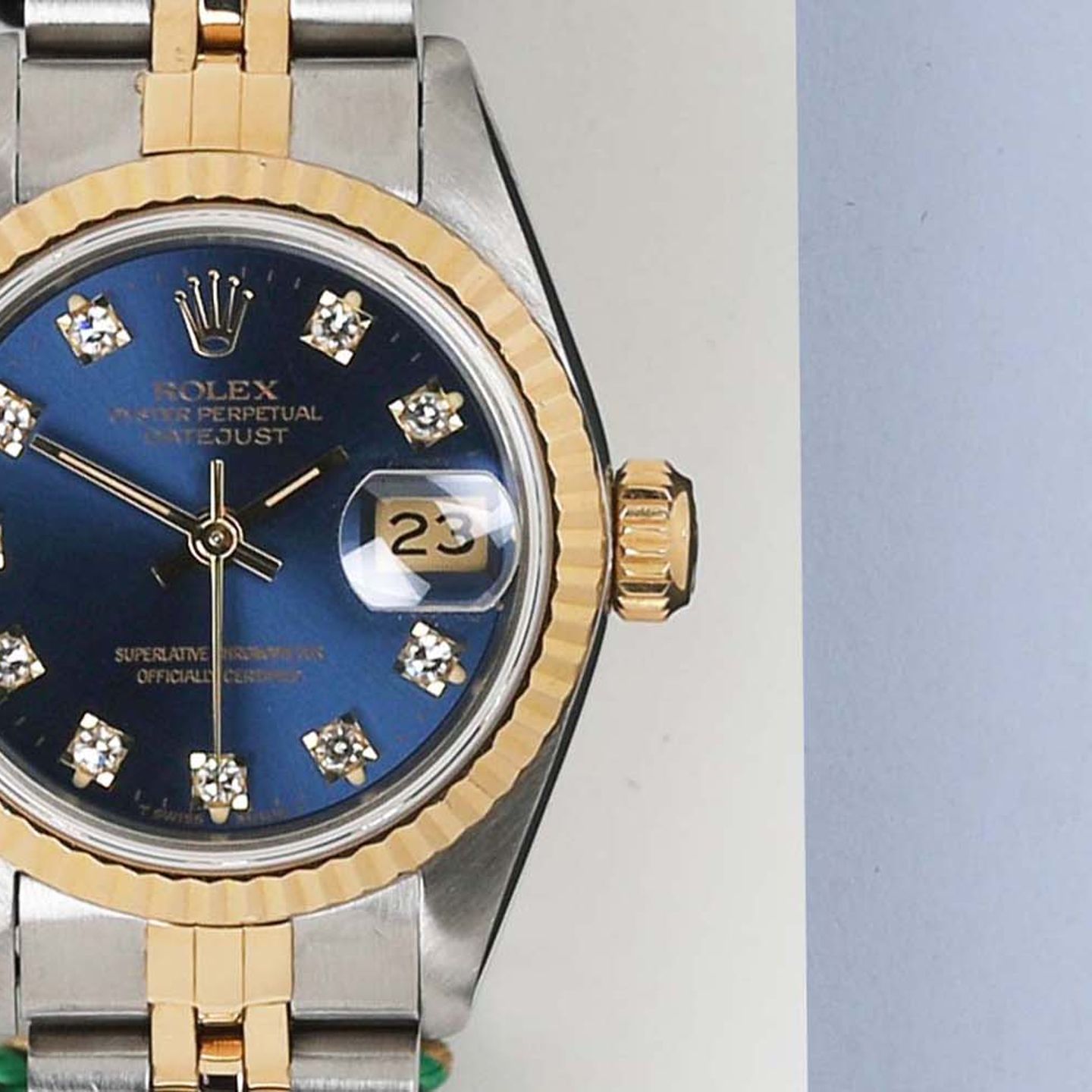 Rolex Lady-Datejust 69173 (1996) - Blue dial 26 mm Gold/Steel case (4/7)
