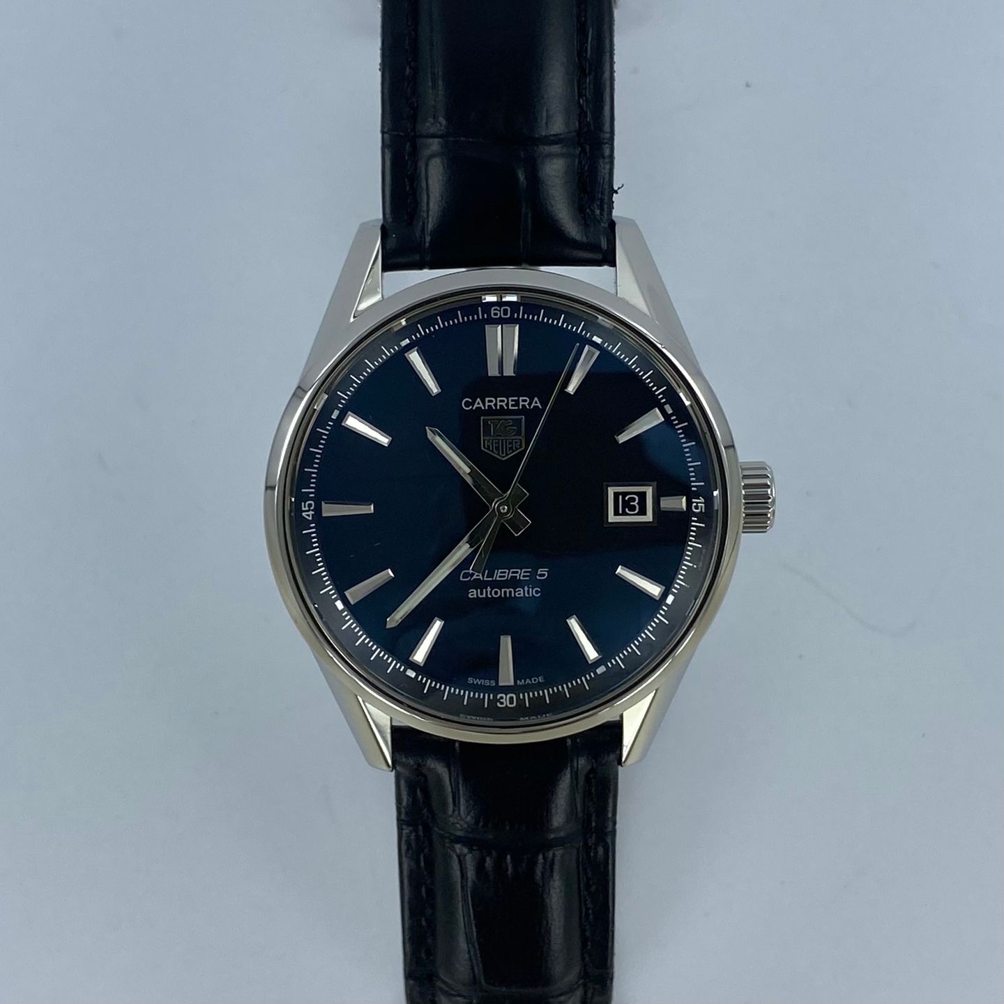 TAG Heuer Carrera Calibre 5 WAR211A (Unknown (random serial)) - Black dial 39 mm Steel case (5/6)