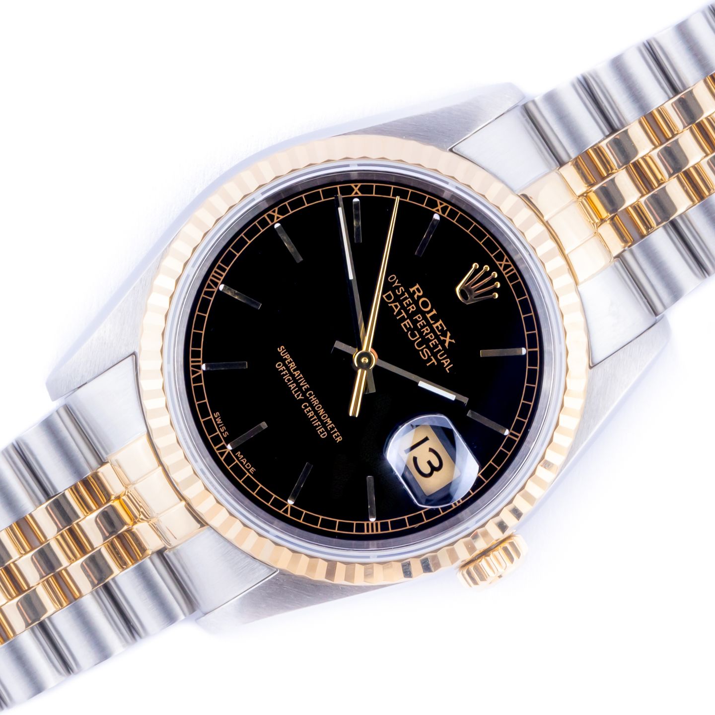 Rolex Datejust 36 16233 (1995) - Black dial 36 mm Gold/Steel case (1/8)