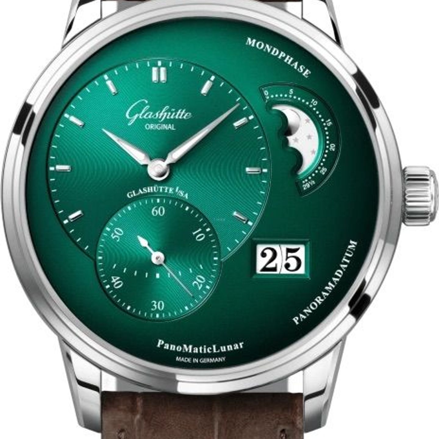 Glashütte Original PanoMaticLunar 1-90-02-13-32-31 (2024) - Groen wijzerplaat 40mm Staal (1/1)