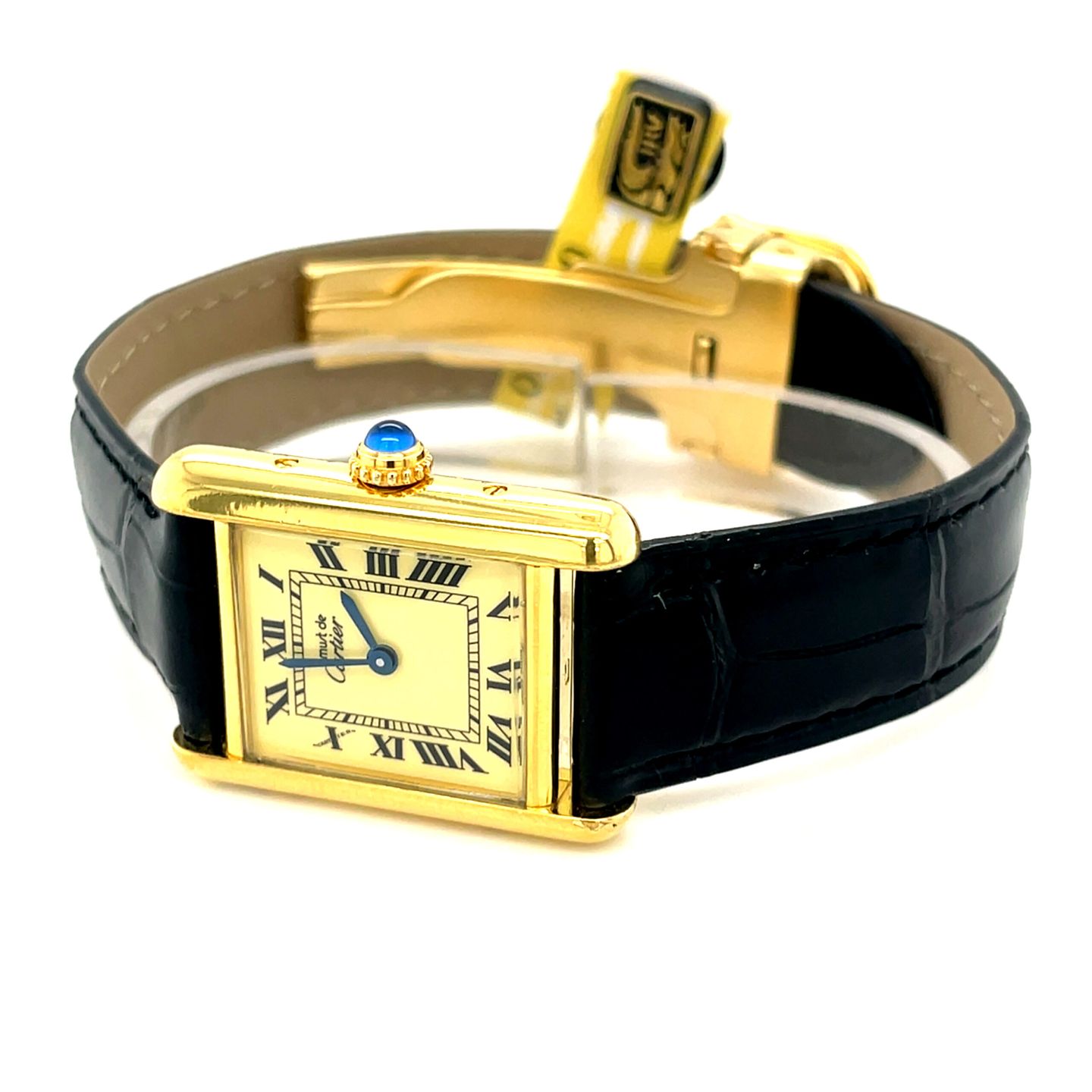 Cartier Tank Vermeil 5057001 (Unknown (random serial)) - Yellow dial 20 mm Silver case (5/8)