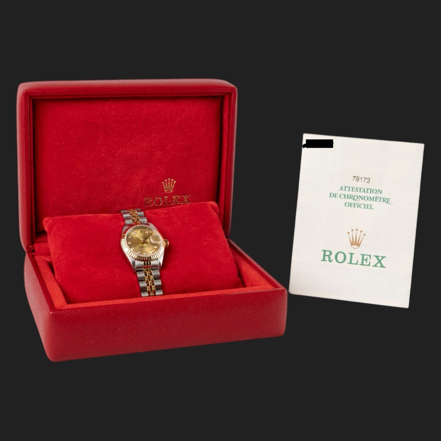 Rolex Lady-Datejust 79173 (2001) - Champagne dial 26 mm Gold/Steel case (8/8)