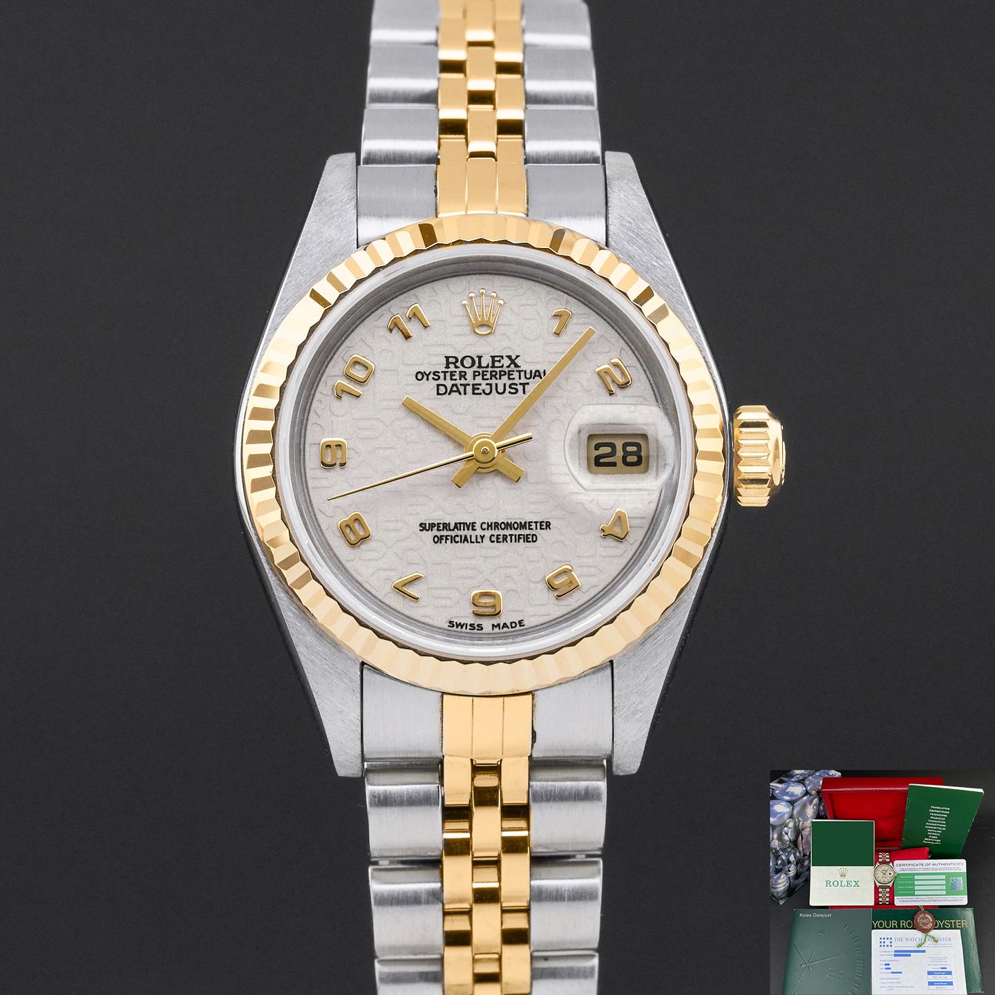 Rolex Lady-Datejust 79173 (2002) - Beige dial 26 mm Gold/Steel case (1/4)