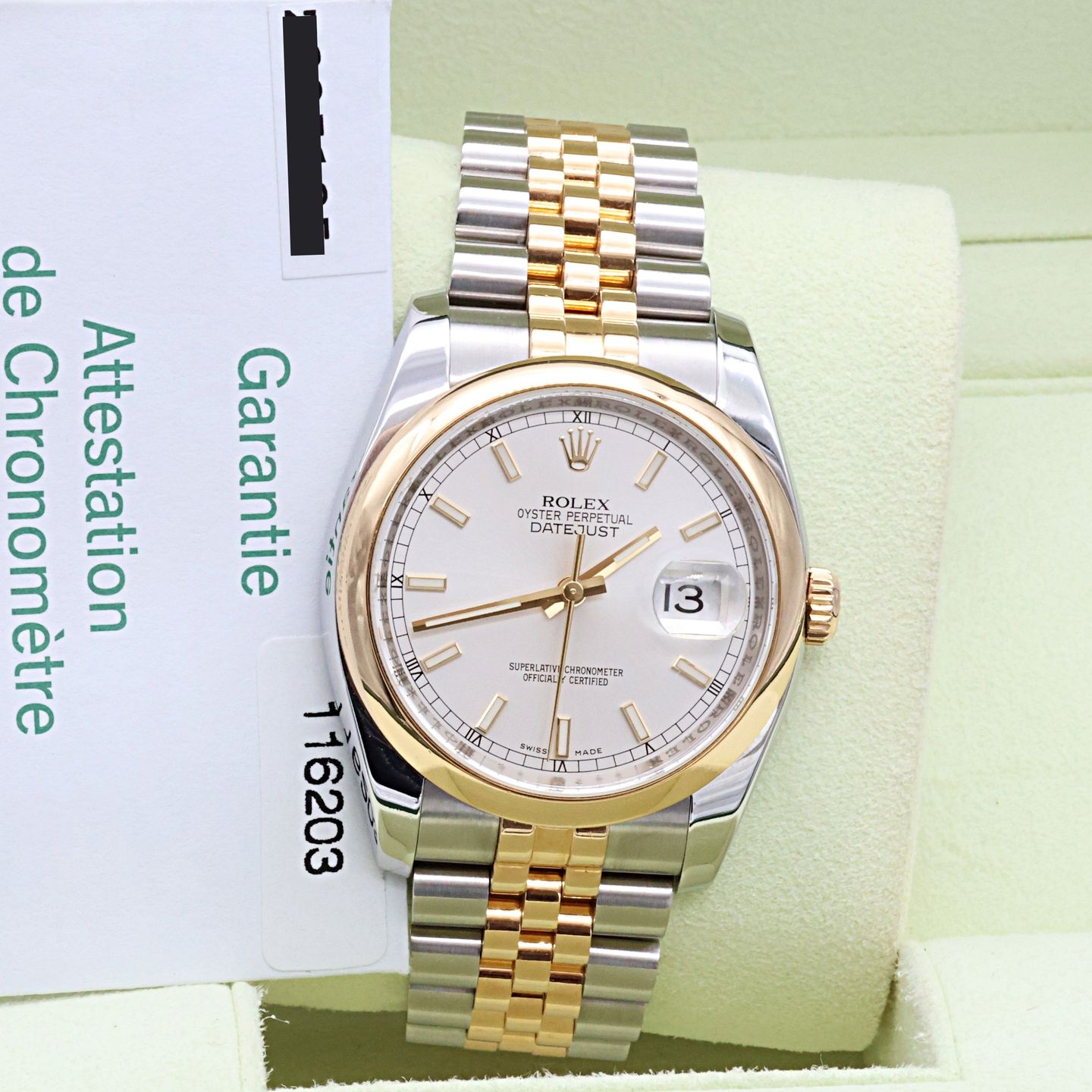 Rolex Datejust 36 116203 (Unknown (random serial)) - Silver dial 36 mm Gold/Steel case (3/8)