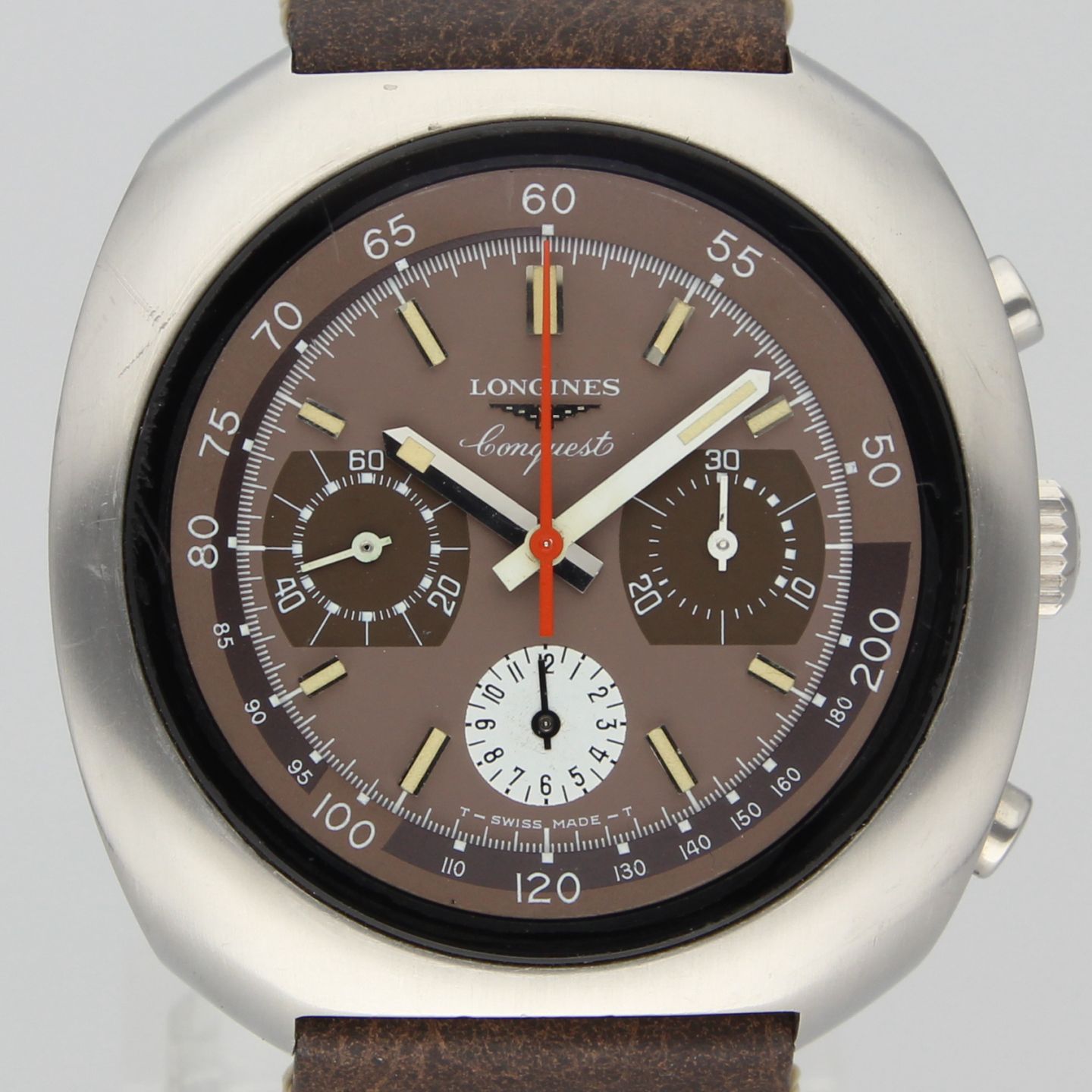 Longines Conquest 8596-1 (1972) - Brown dial 42 mm Steel case (1/8)