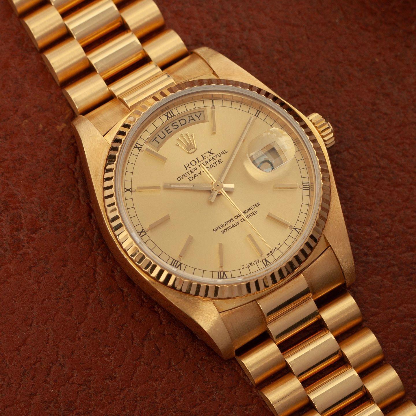Rolex Day-Date 36 18038 (1981) - Champagne dial 36 mm Yellow Gold case (1/8)