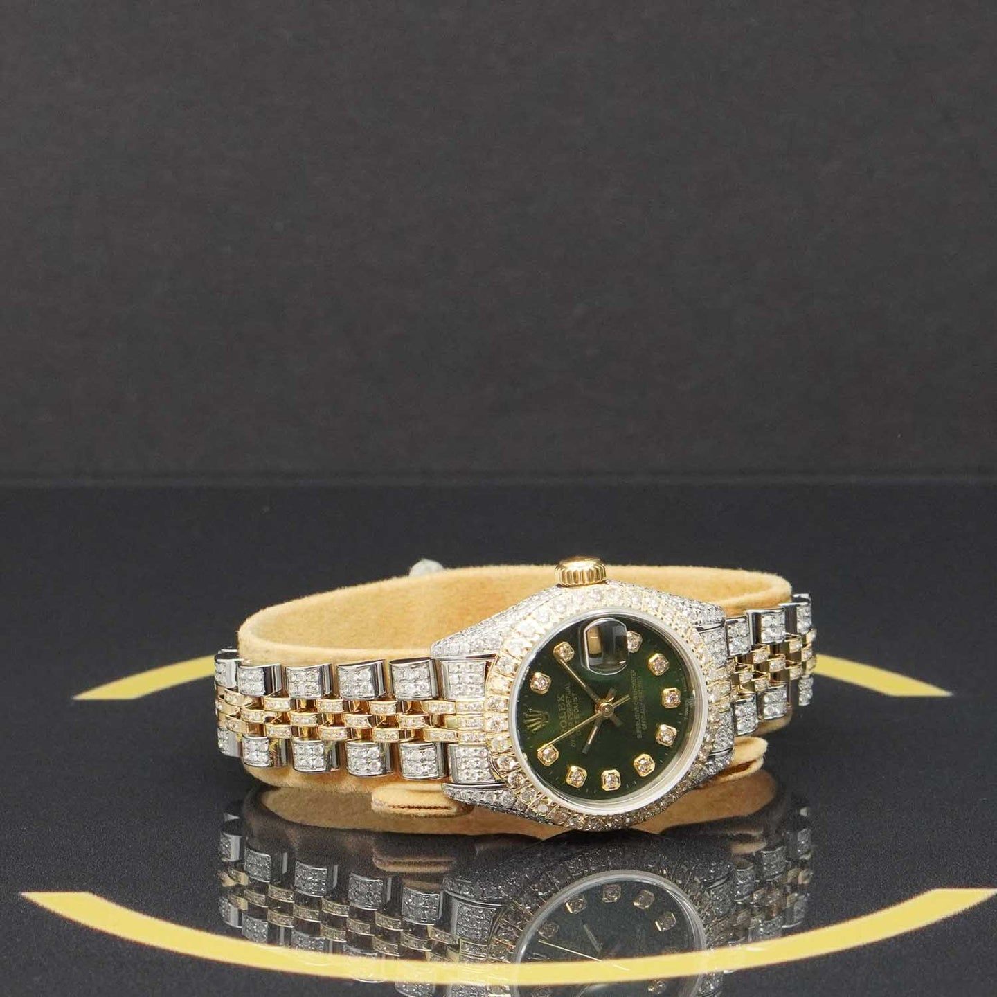 Rolex Lady-Datejust 69173 (1986) - Green dial 26 mm Gold/Steel case (4/7)