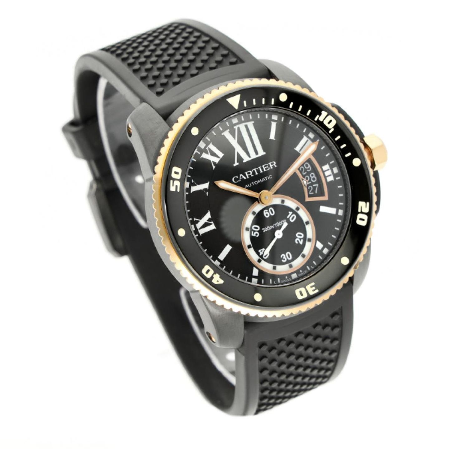 Cartier Calibre de Cartier Diver 3729 (2017) - Black dial 42 mm Gold/Steel case (3/4)