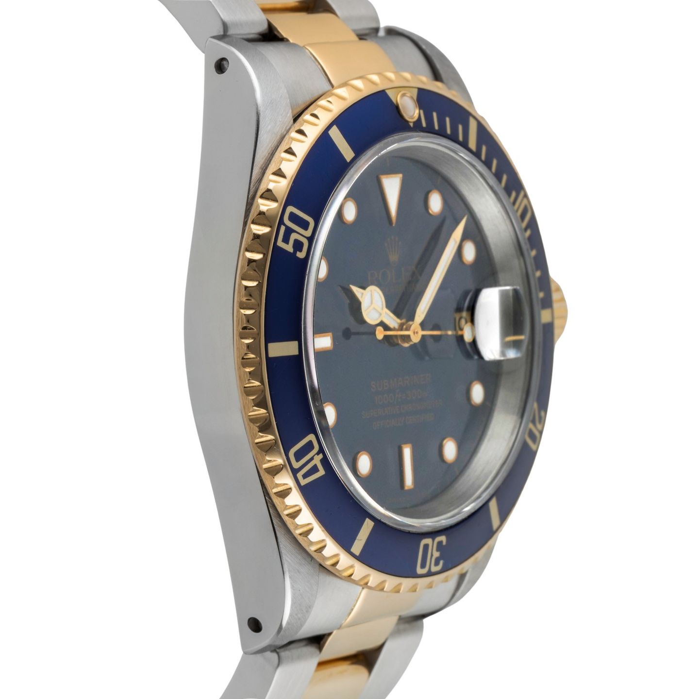 Rolex Submariner Date 16613 (1991) - Blue dial 40 mm Gold/Steel case (7/8)
