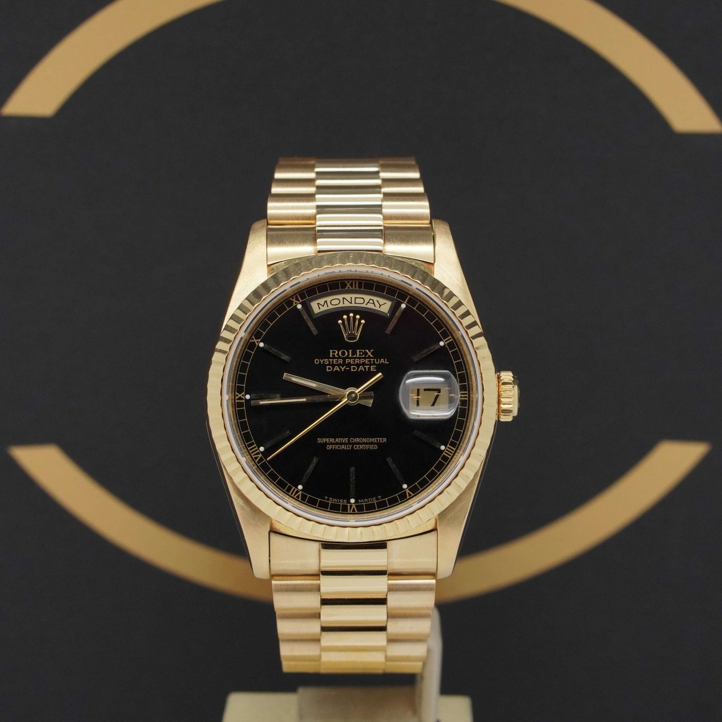 Rolex Day-Date 36 18238 (1989) - Zwart wijzerplaat 36mm Geelgoud (1/7)