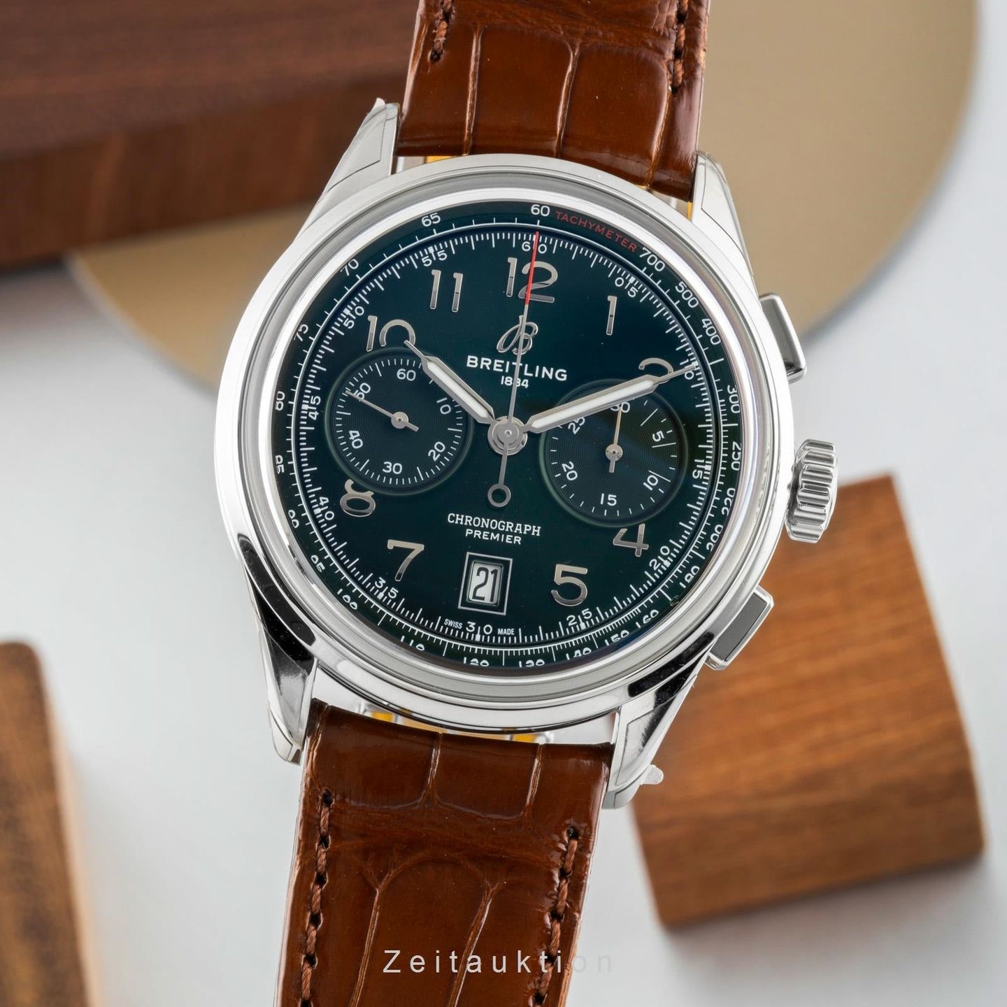Breitling Premier AB0145371L1P1 (Onbekend (willekeurig serienummer)) - Groen wijzerplaat 42mm Staal (1/8)