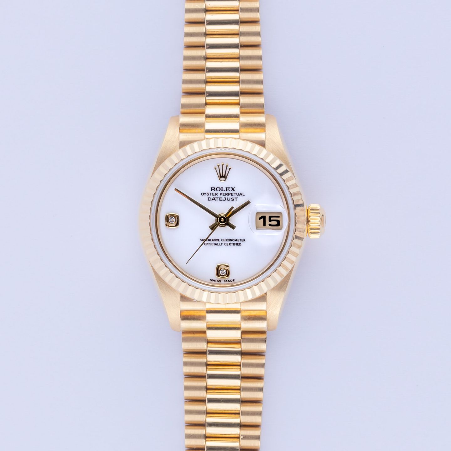 Rolex Lady-Datejust 79178 (1997) - White dial 26 mm Yellow Gold case (3/8)