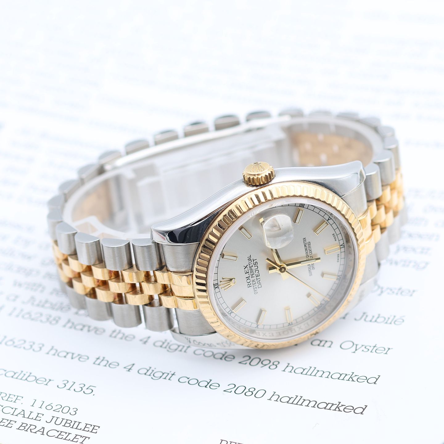 Rolex Datejust 36 116233 (Onbekend (willekeurig serienummer)) - Wit wijzerplaat 36mm Goud/Staal (8/8)