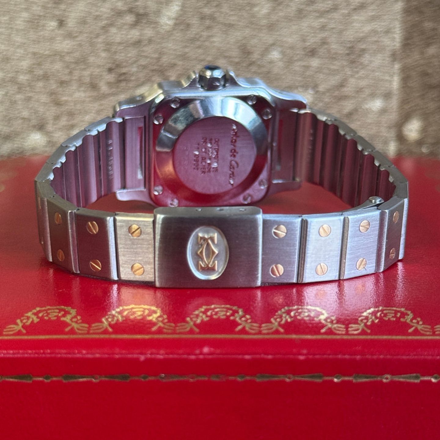 Cartier Santos 0902 (1992) - White dial 24 mm Gold/Steel case (8/8)