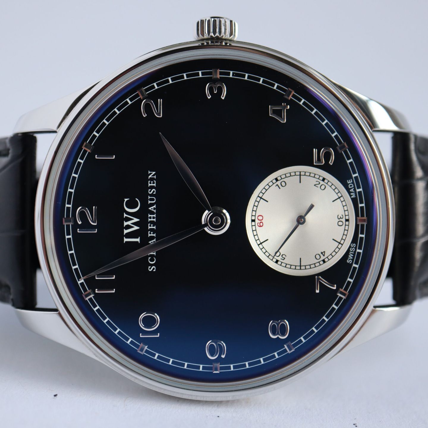 IWC Portuguese Hand-Wound IW545404 (2012) - Black dial 44 mm Steel case (2/8)