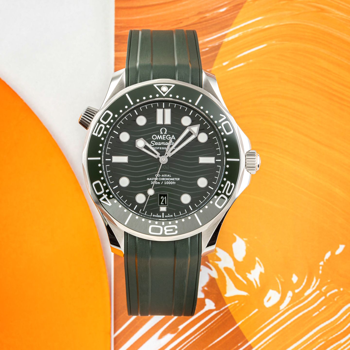 Omega Seamaster Diver 300 M 210.32.42.20.10.001 (Onbekend (willekeurig serienummer)) - Groen wijzerplaat 42mm Staal (2/8)