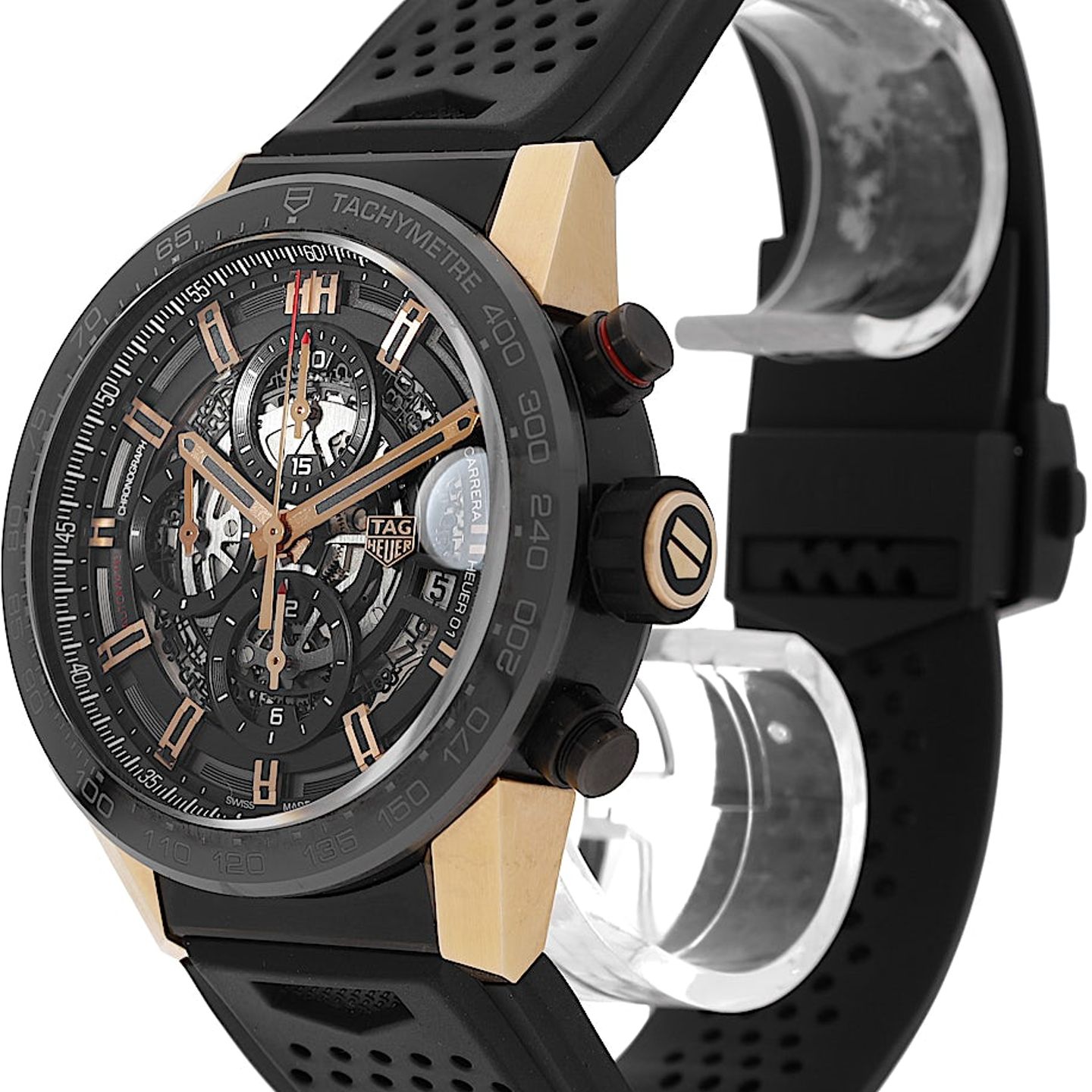 TAG Heuer Carrera Calibre HEUER 01 CAR205A.FT6087 (2019) - Transparent dial 43 mm Gold/Steel case (3/5)