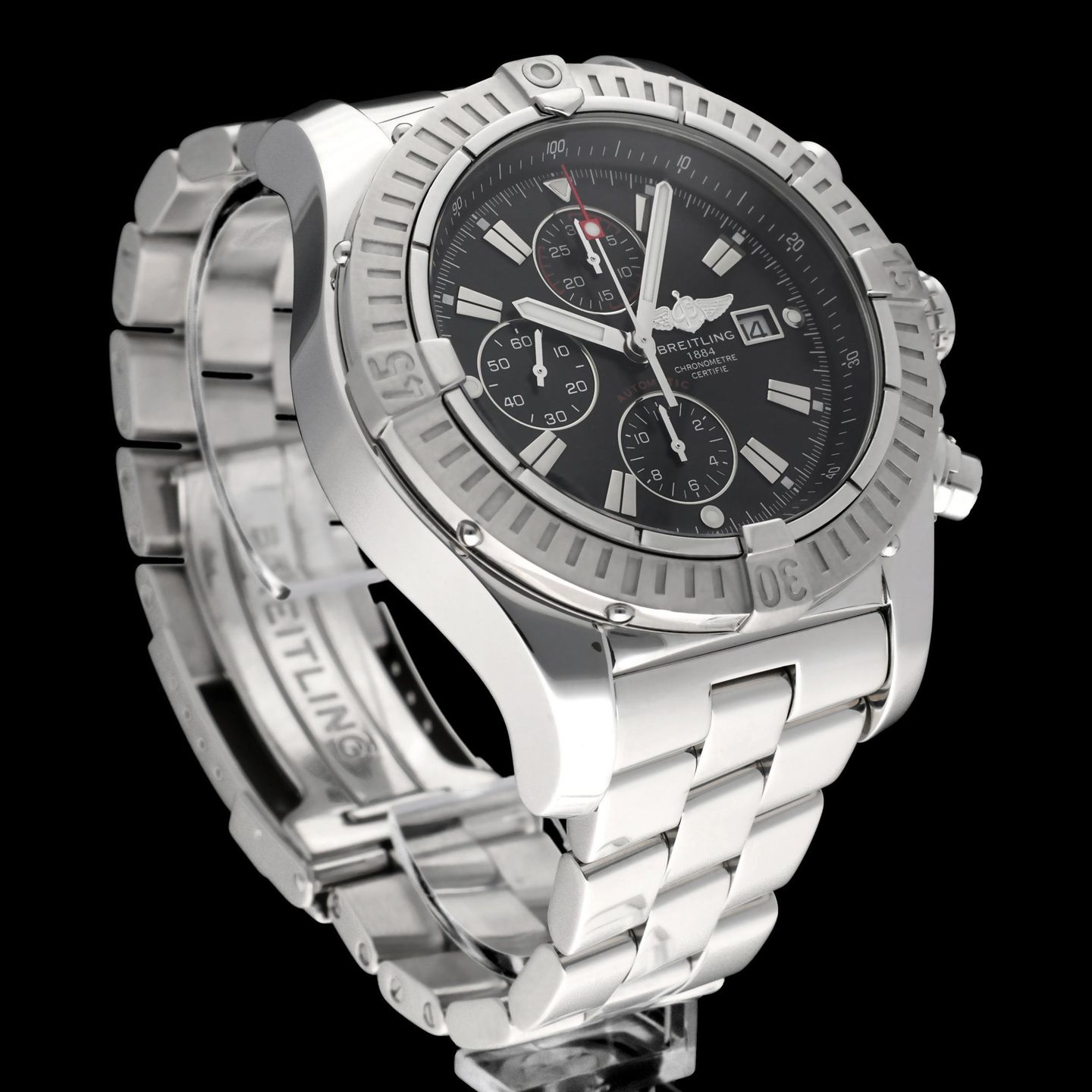 Breitling Super Avenger A13370 (2014) - Black dial 48 mm Steel case (5/8)