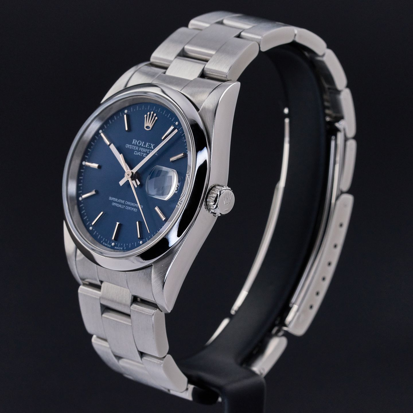 Rolex Oyster Perpetual Date 15200 (1996) - Blue dial 34 mm Steel case (4/8)