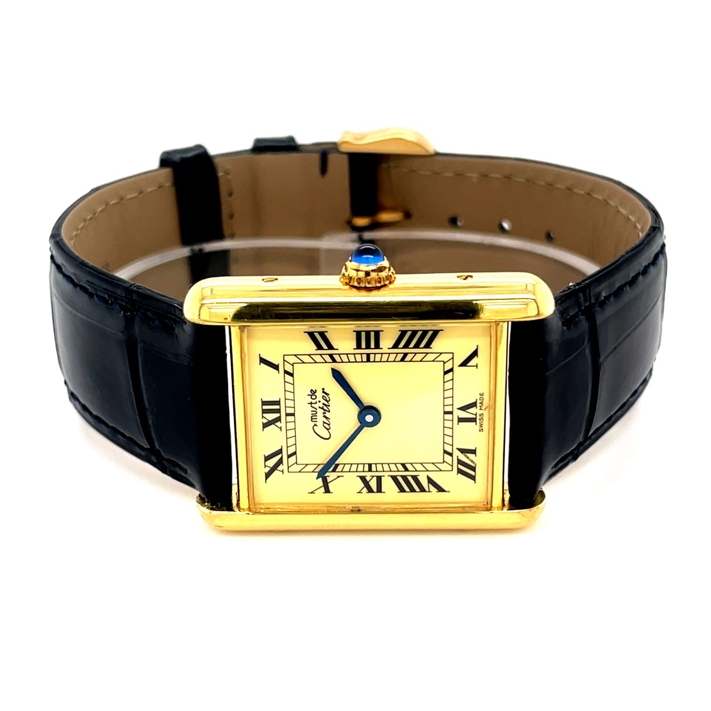 Cartier Tank Vermeil 590005 (Unknown (random serial)) - Yellow dial 23 mm Silver case (1/8)