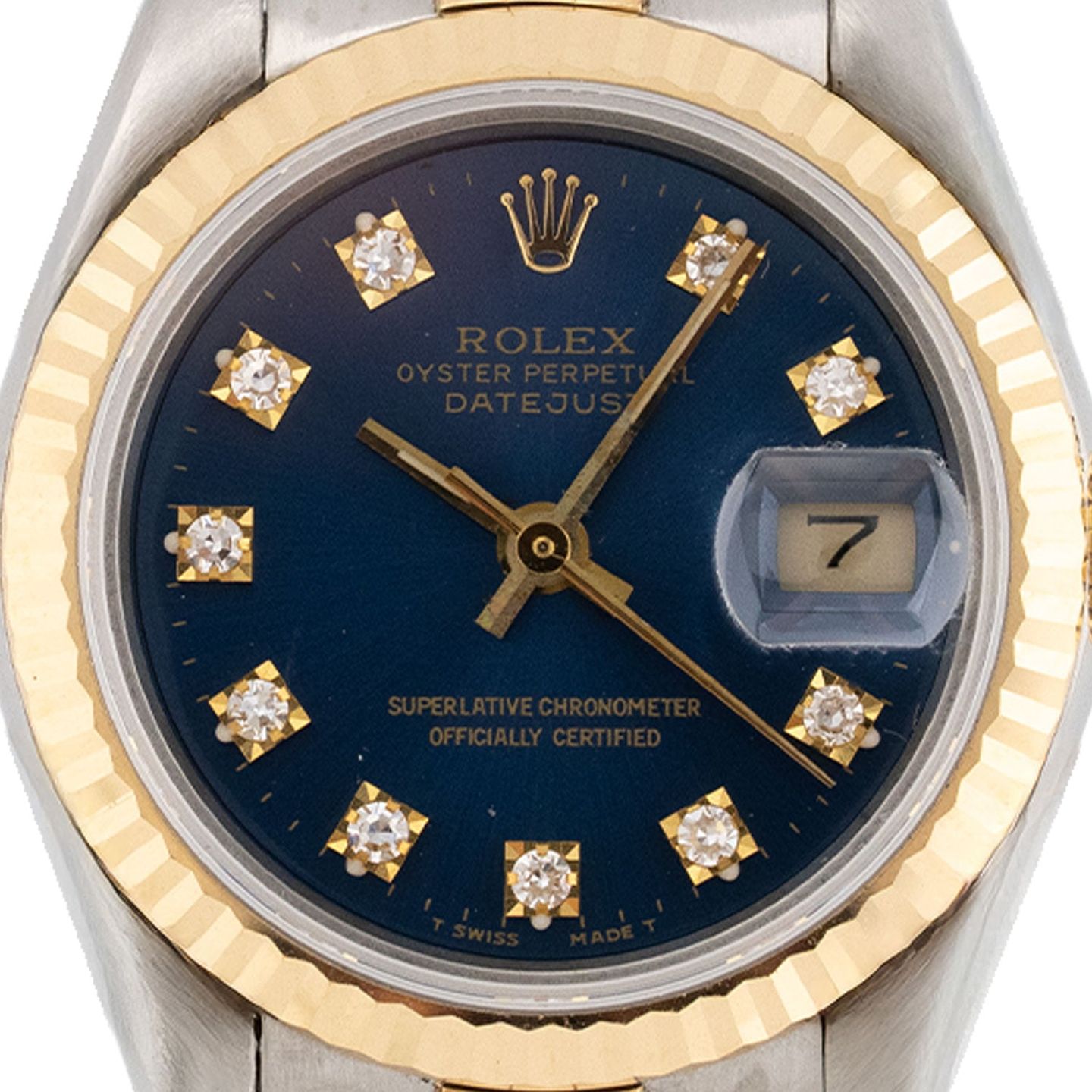 Rolex Lady-Datejust 69173 (1990) - Blue dial 26 mm Gold/Steel case (2/6)
