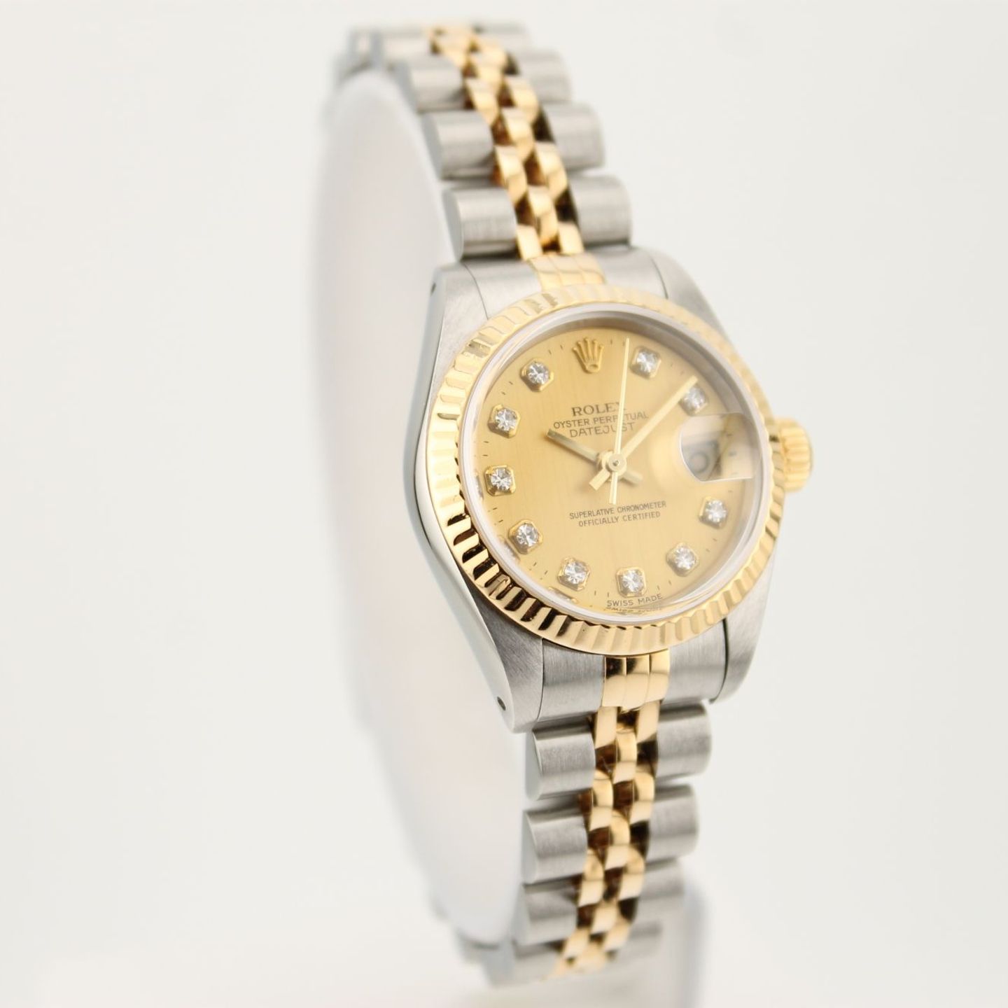 Rolex Lady-Datejust 69173 (1993) - Yellow dial 26 mm Gold/Steel case (3/8)