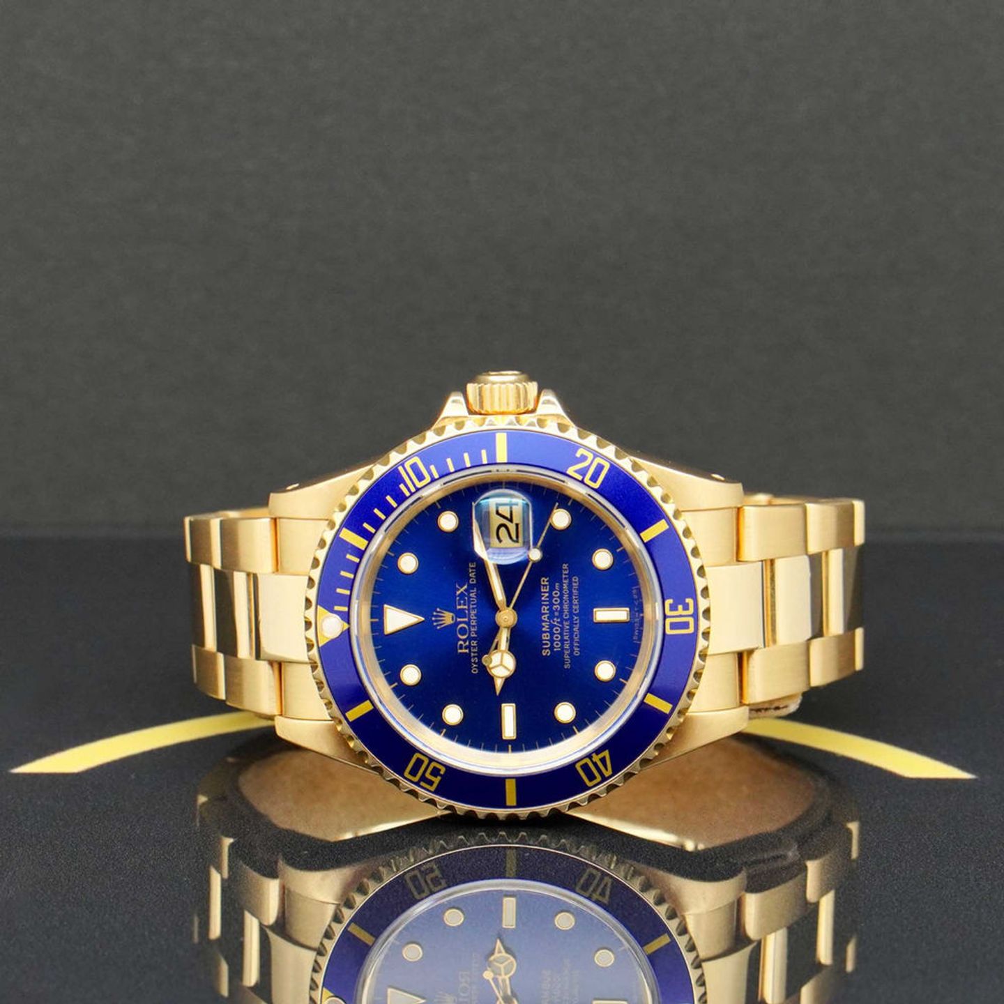 Rolex Submariner Date 16618 (1991) - Blauw wijzerplaat 40mm Geelgoud (4/7)
