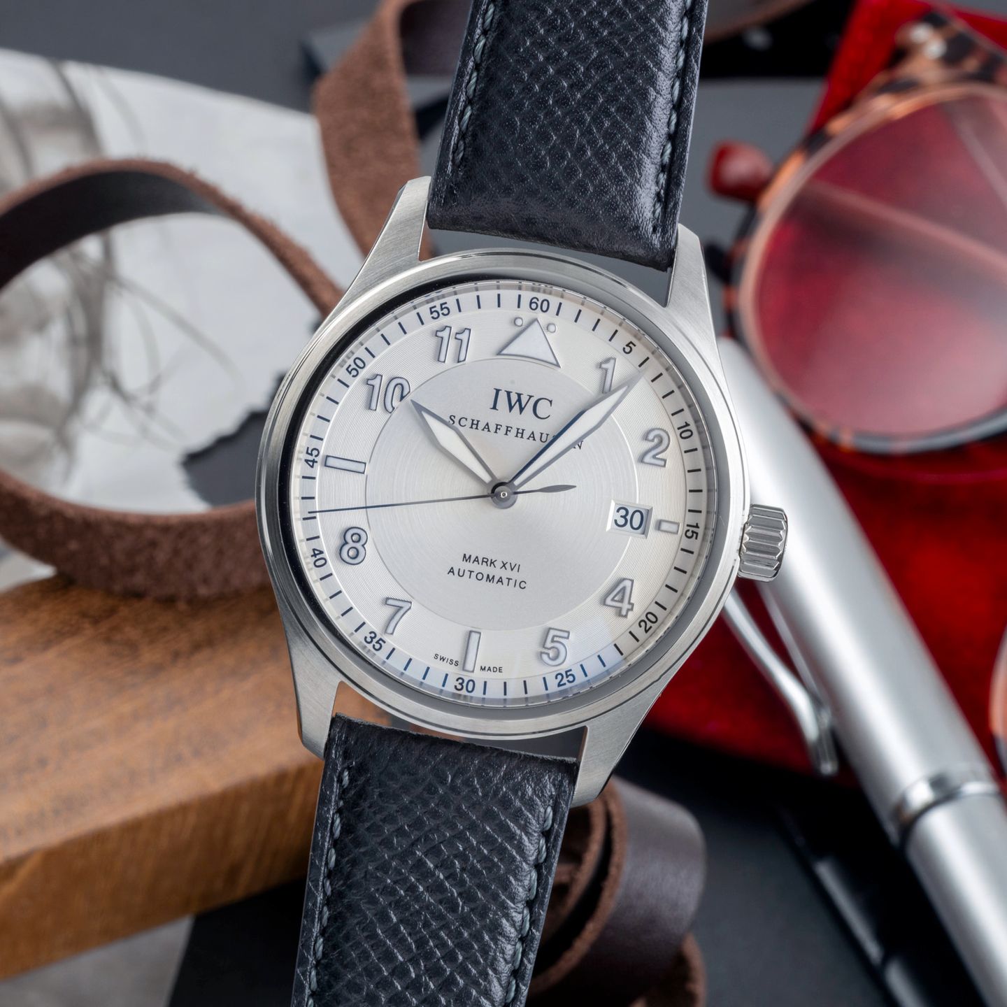 IWC Pilot Mark IW4421 (Onbekend (willekeurig serienummer)) - Zwart wijzerplaat 28mm Staal (3/8)