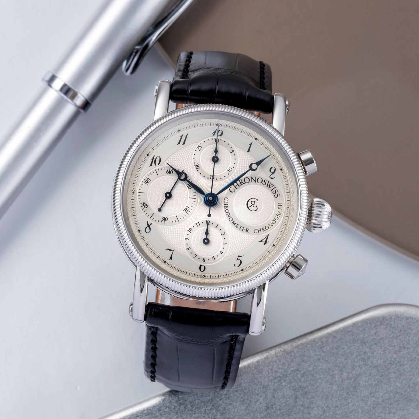 Chronoswiss Kairos CH-7523 (Unknown (random serial)) - Black dial 39 mm Steel case (1/8)