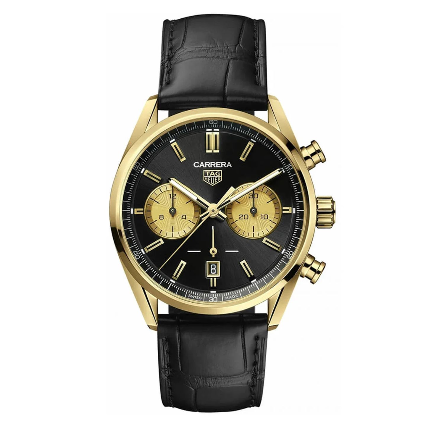 TAG Heuer Carrera CBN2044.FC8313 (2023) - Black dial 42 mm Yellow Gold case (3/3)