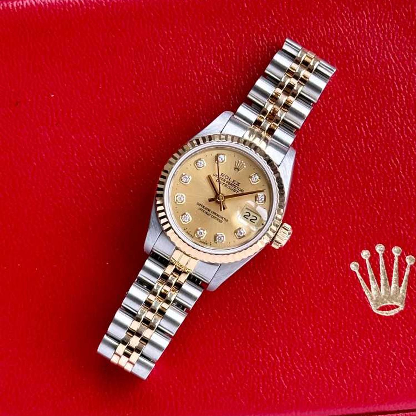 Rolex Lady-Datejust 69173G (1995) - Gold dial 26 mm Gold/Steel case (5/8)