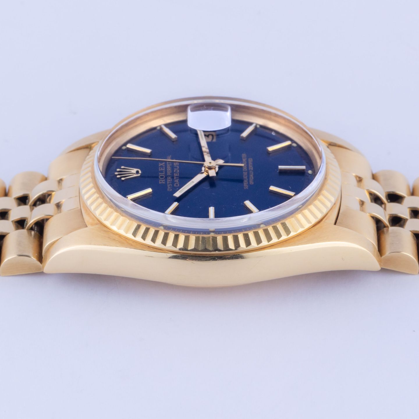 Rolex Datejust 1601 (1973) - Blue dial 36 mm Yellow Gold case (5/8)