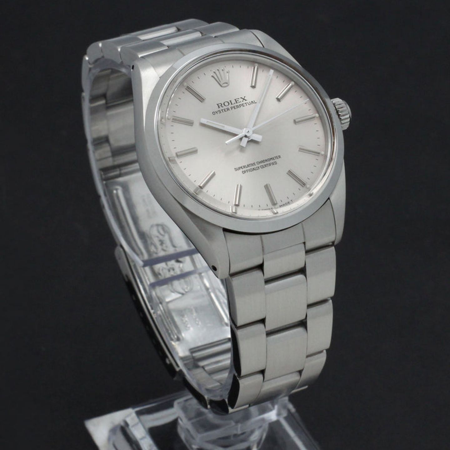 Rolex Oyster Perpetual 1002 (1989) - Zilver wijzerplaat 34mm Staal (3/7)