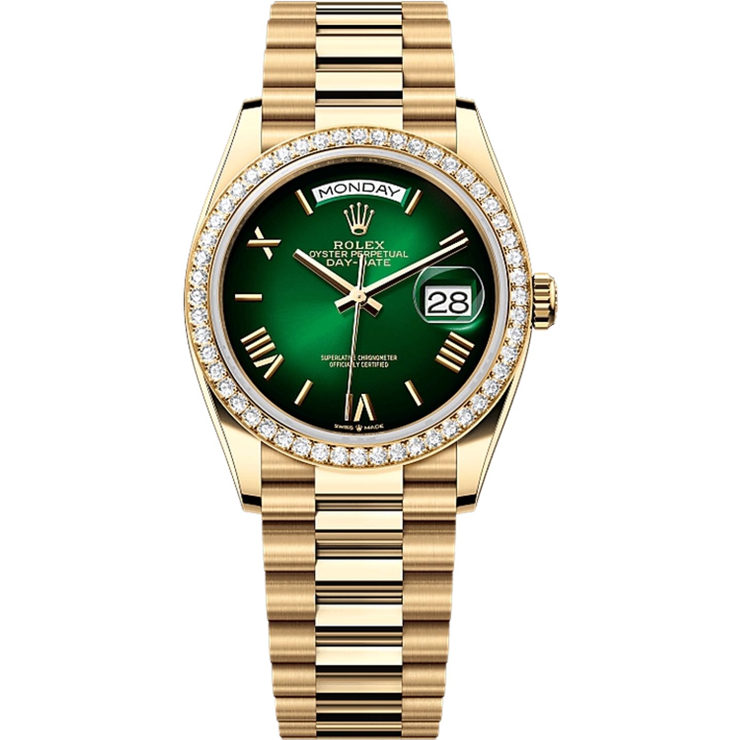 Rolex Day-Date 36 128348RBR (2025) - Groen wijzerplaat 36mm Geelgoud (1/1)