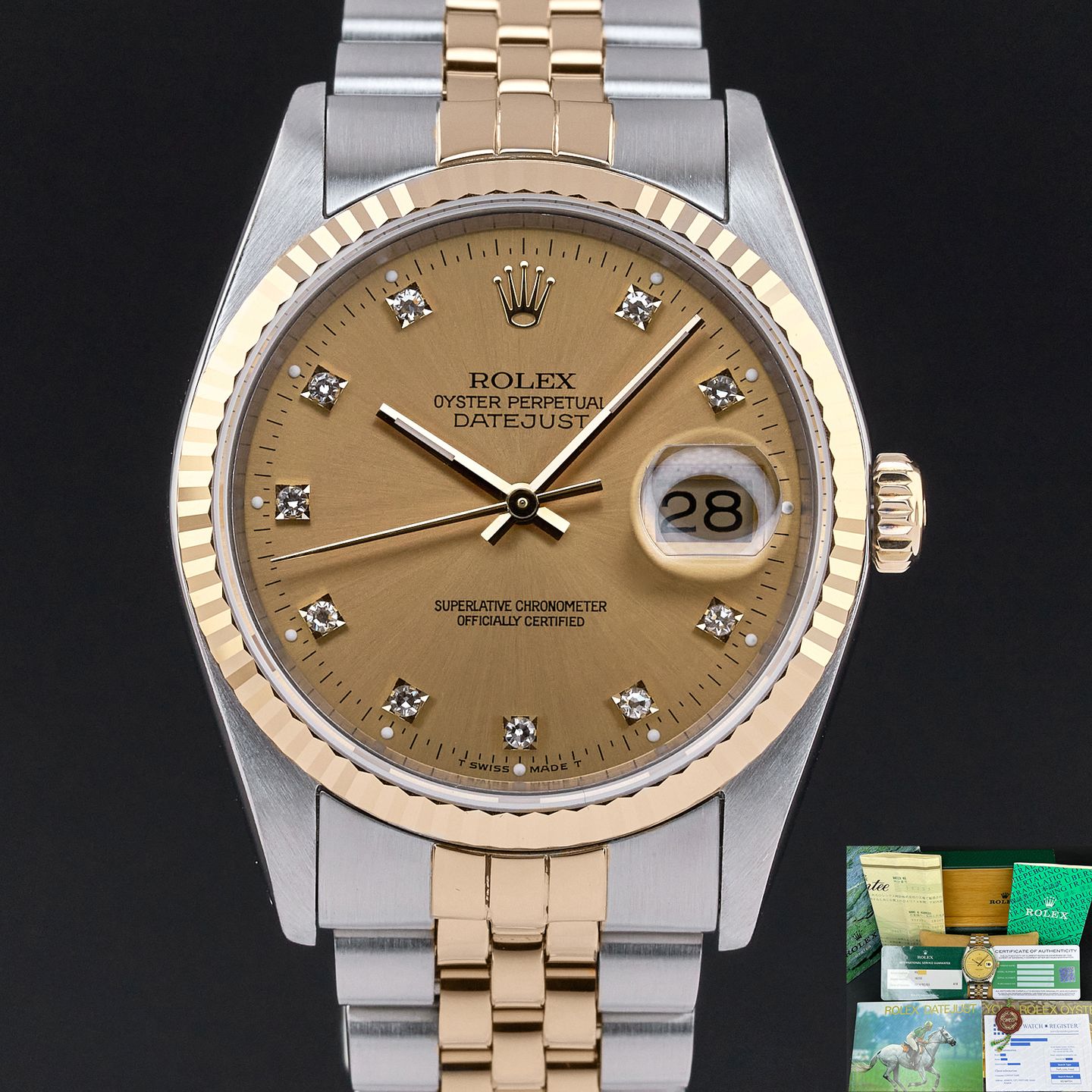 Rolex Datejust 36 16233 (1991) - Champagne dial 36 mm Gold/Steel case (1/8)