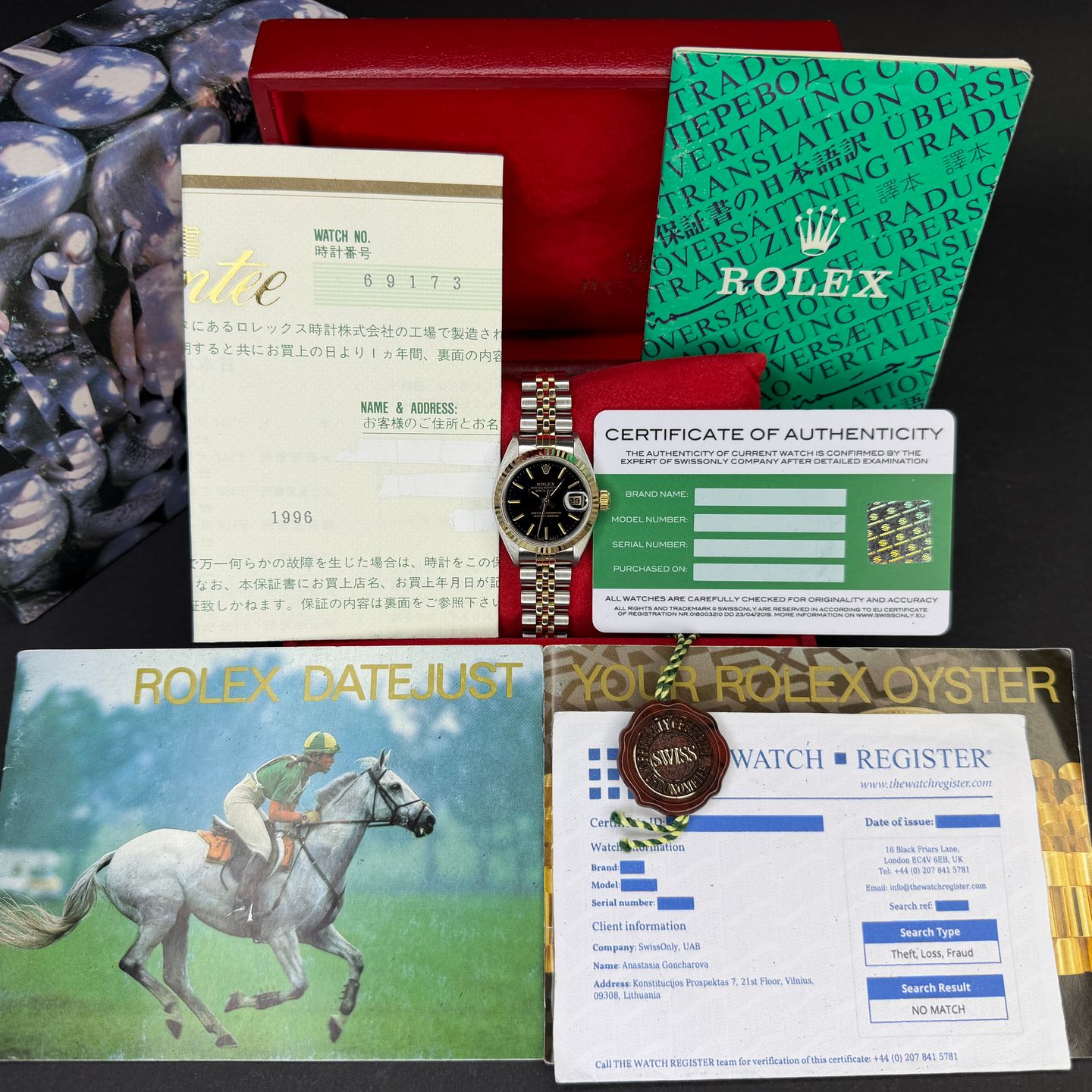 Rolex Lady-Datejust 69173 (1995) - Black dial 26 mm Gold/Steel case (3/8)