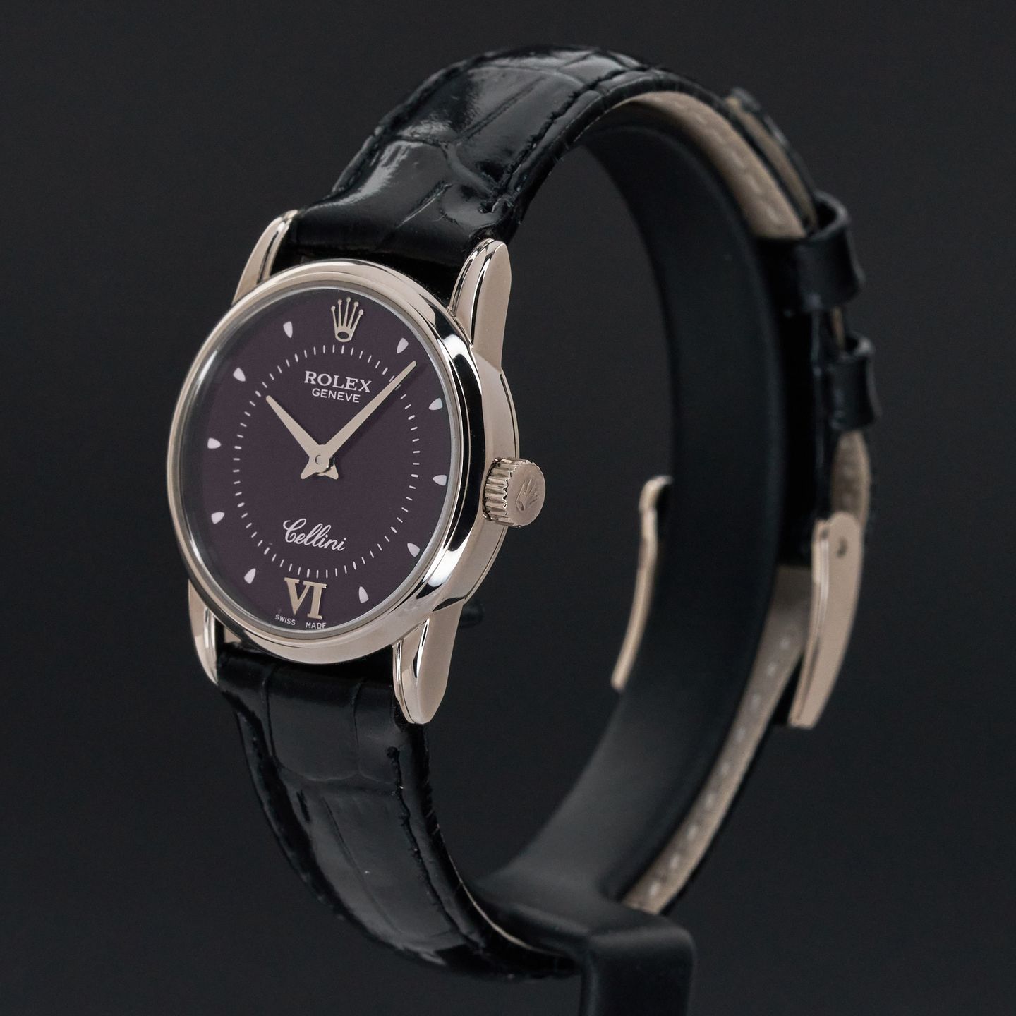 Rolex Cellini 6111 (2011) - Zwart wijzerplaat 26mm Witgoud (3/7)