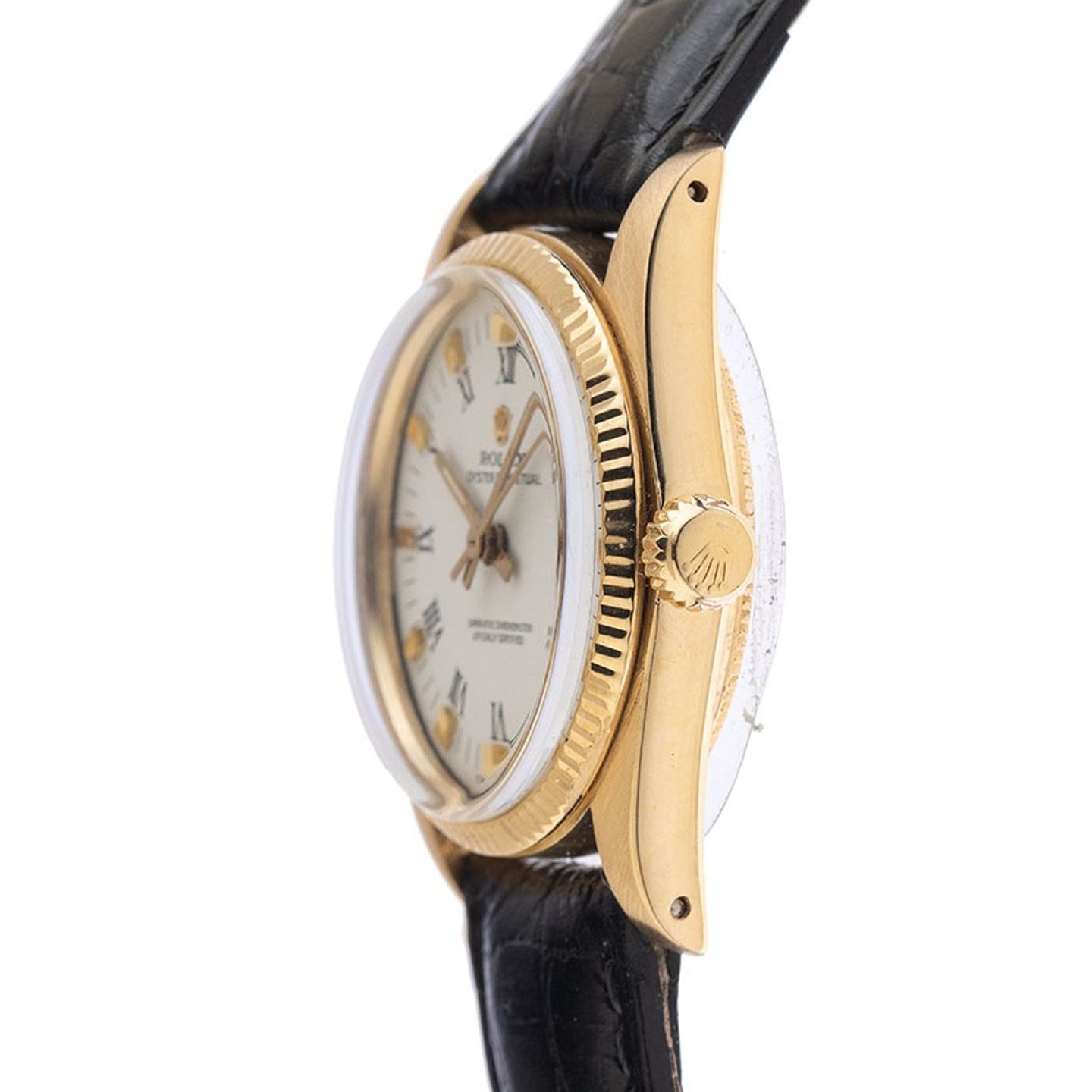 Rolex Oyster Perpetual 6751 (1980) - Wit wijzerplaat 31mm Geelgoud (4/8)