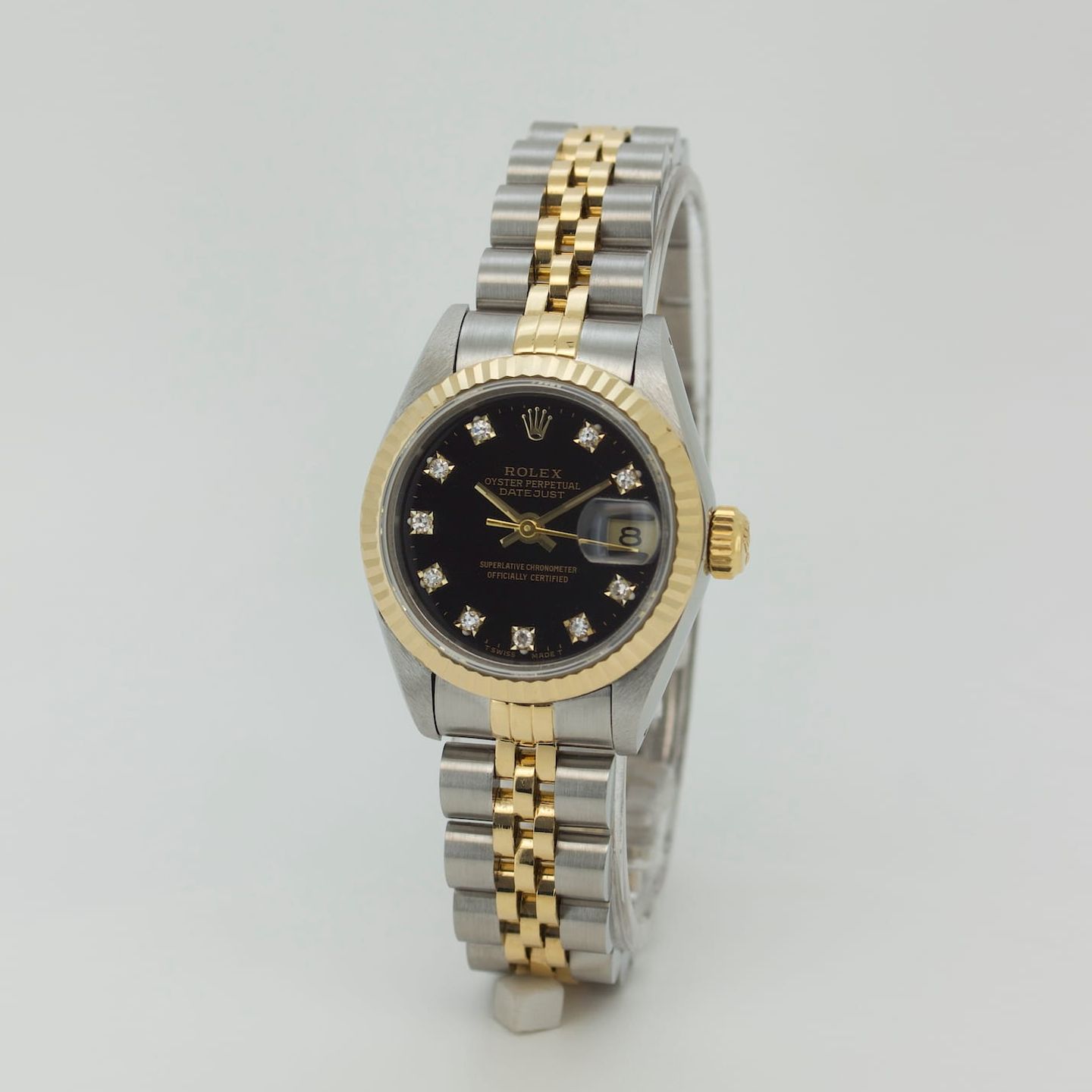 Rolex Lady-Datejust 69173 (1987) - Black dial 26 mm Gold/Steel case (1/8)