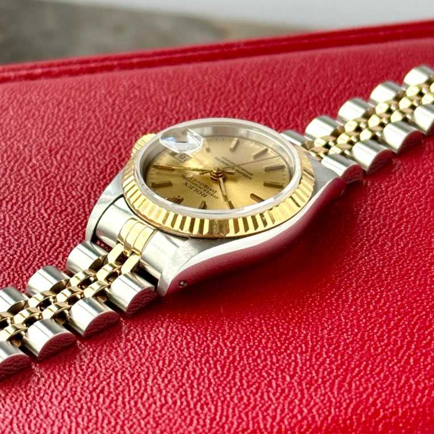 Rolex Lady-Datejust 69173 (1993) - Gold dial 26 mm Gold/Steel case (8/8)