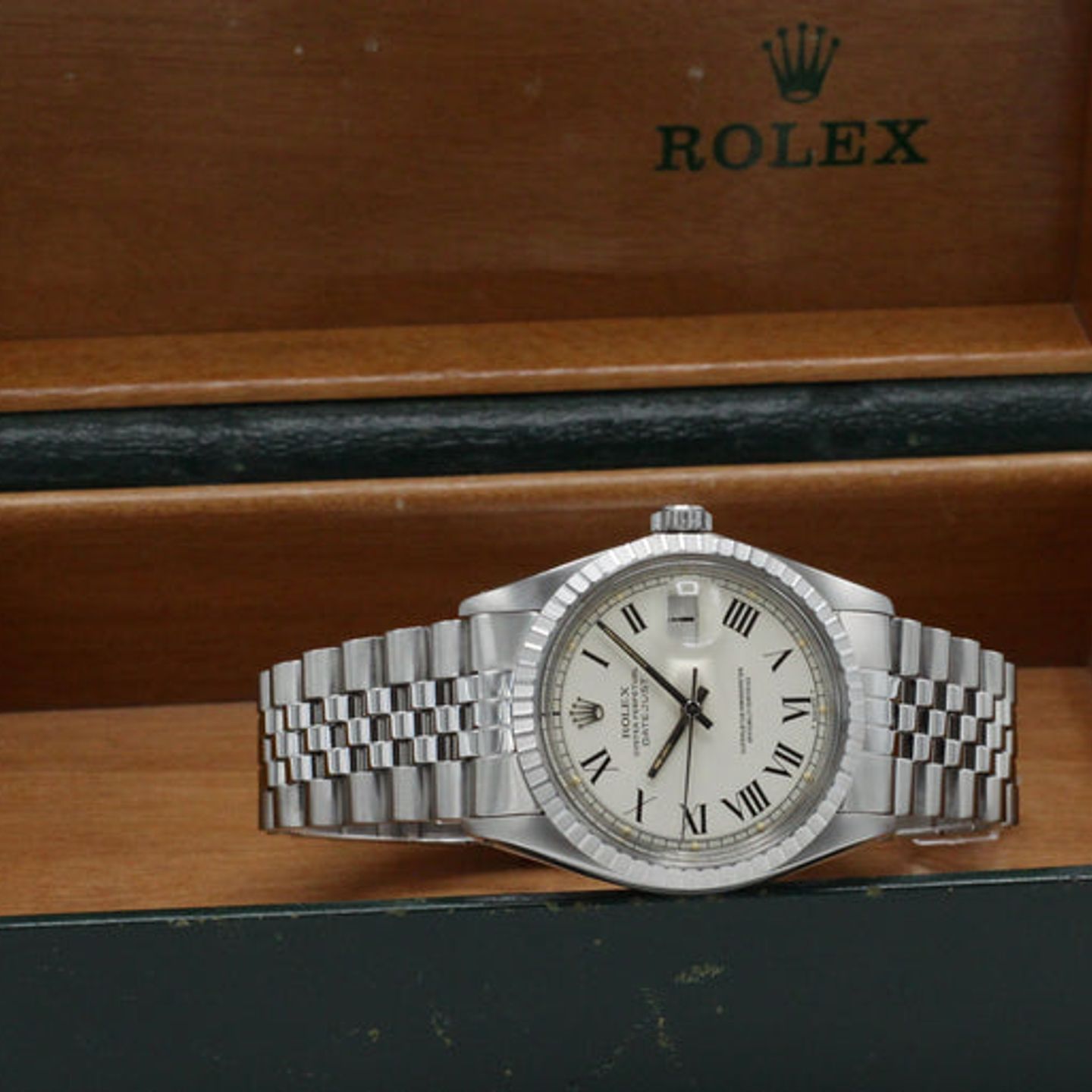 Rolex Datejust 1603 (1975) - Wit wijzerplaat 36mm Staal (3/8)