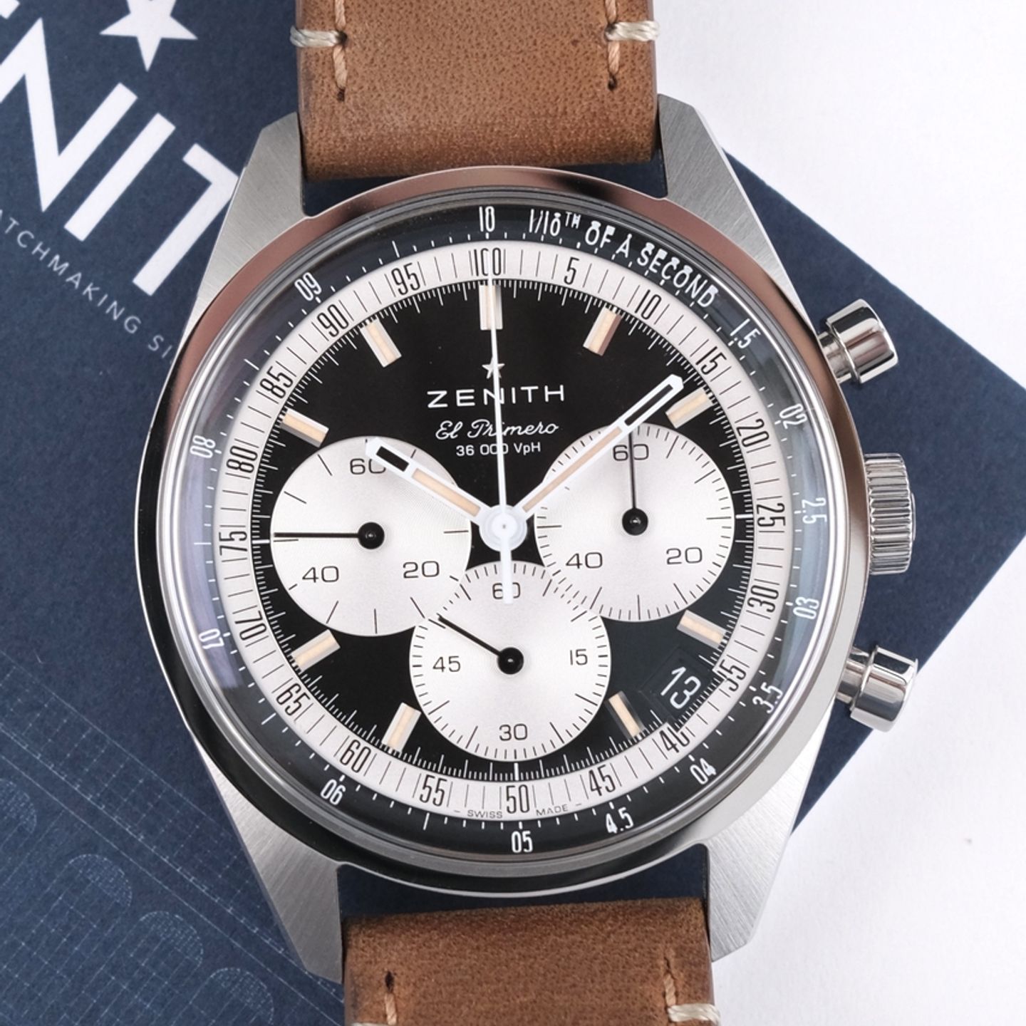 Zenith El Primero Chronomaster 03.3200.3600/21.C903 (2023) - Zwart wijzerplaat 38mm Staal (1/8)